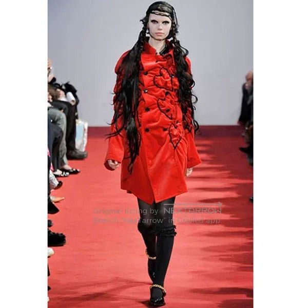 Comme Des Garcons Red Retro Heart Design Velvet Jacket