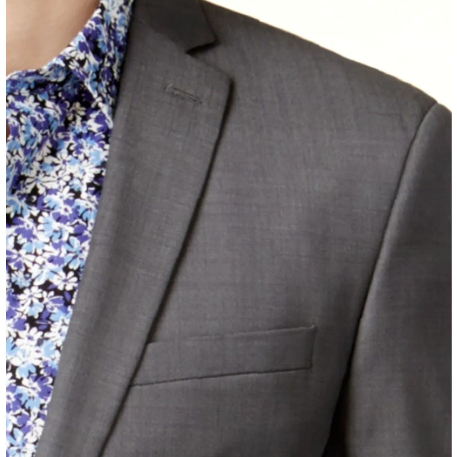 Bar III Bar III Blazer Jacket Mens Slim Wool Mid-Gray Pindot 44R 165949 Regular 2-Button Front Four-Button Sleeve Business Size 44R - 3 Thumbnail