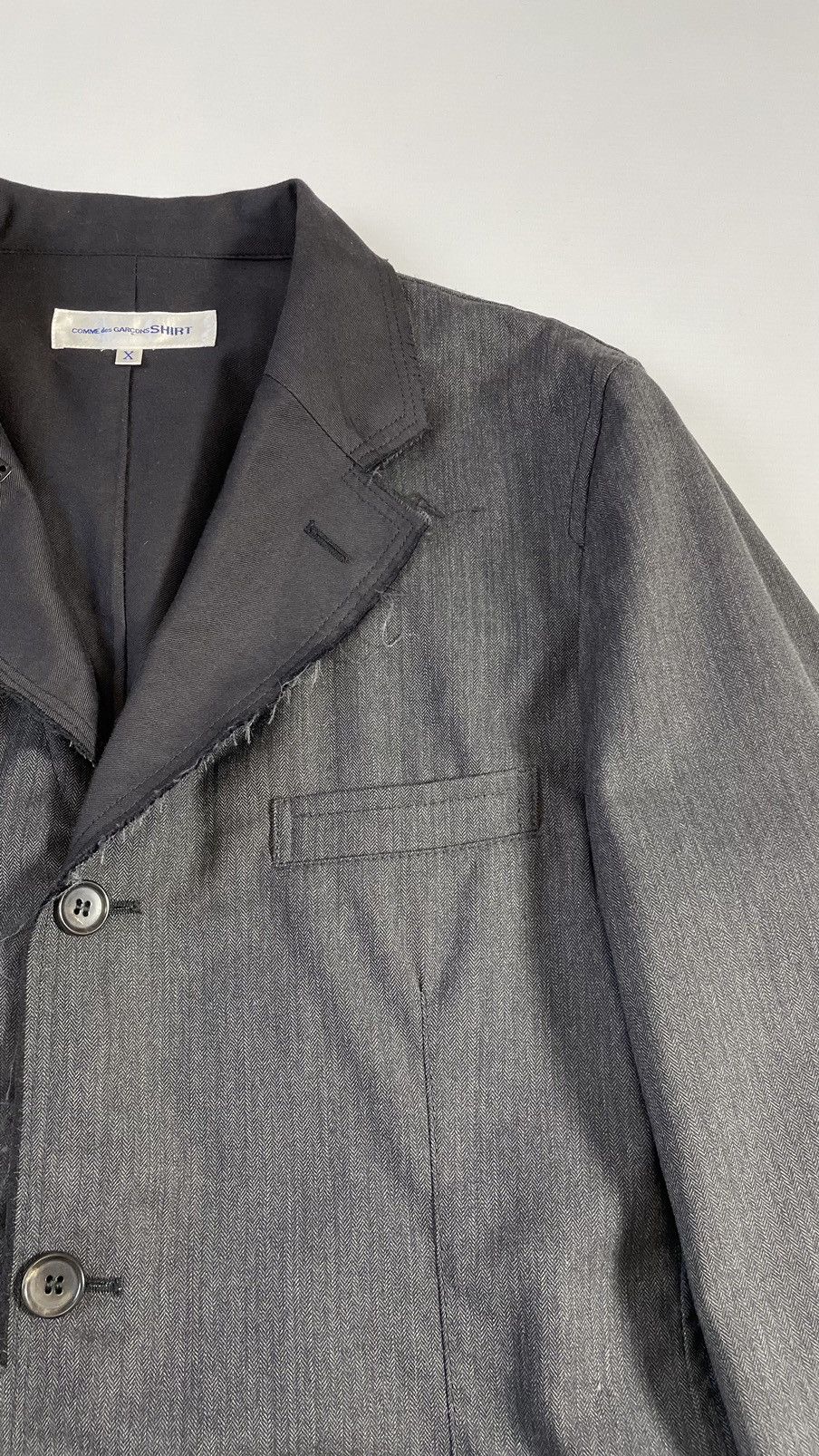 Comme des Garcons Herringbone Wool ‘Raw Edge’ Blazer Size 38R - 6 Thumbnail