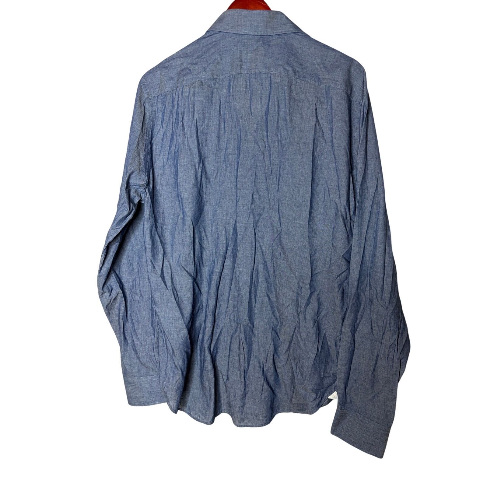 Fedeli Fedeli Chambray Blue 100% cotton button down dress shirt 17 Size US XL / EU 56 / 4 - 6 Thumbnail