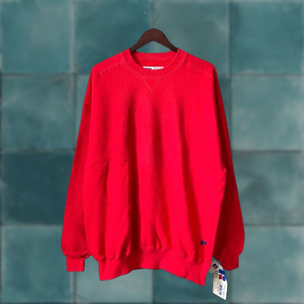 Russell Athletic VINTAGE Russell Athletic Sweatshirt Mens XL High Cotton Crewneck Deadstock NWT 90s Red Eagle Logo Front Left Embroidered Unique 90s Sweatshirt Size US XL / EU 56 / 4 - 1 Thumbnail