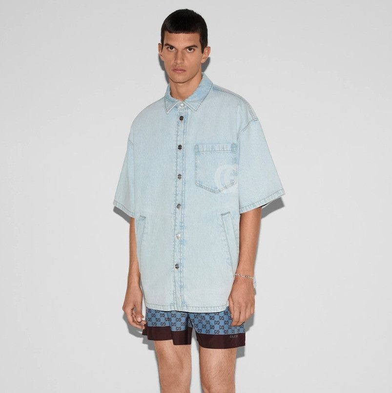 Gucci oc11z526 Lasered Denim Shirt in Light Blue Size US XXL / EU 58 / 5 - 3 Thumbnail