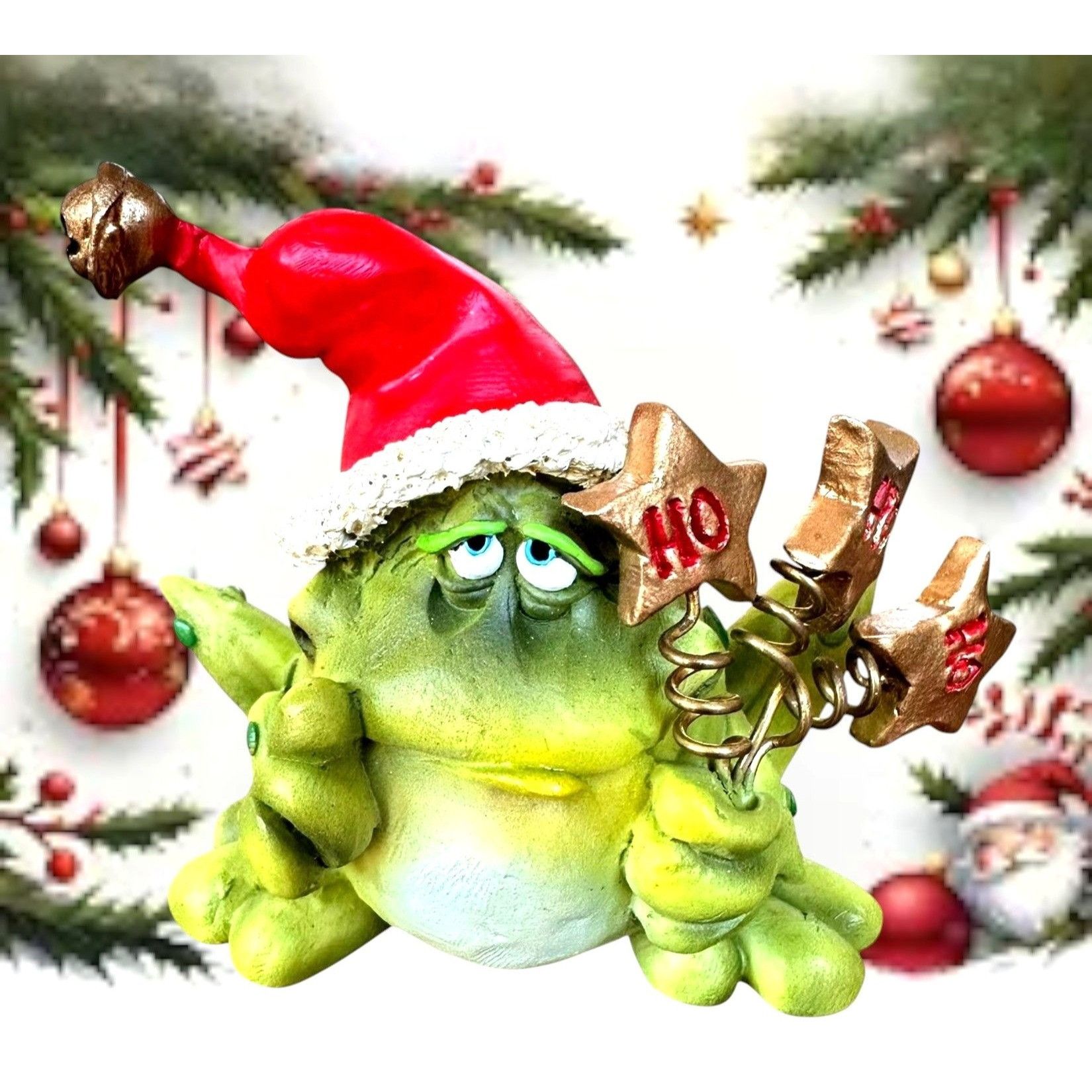 Other Vintage Russ Christmas Douglas Frog Figurine Ho Ho Ho Santa Size ONE SIZE - 1 Thumbnail