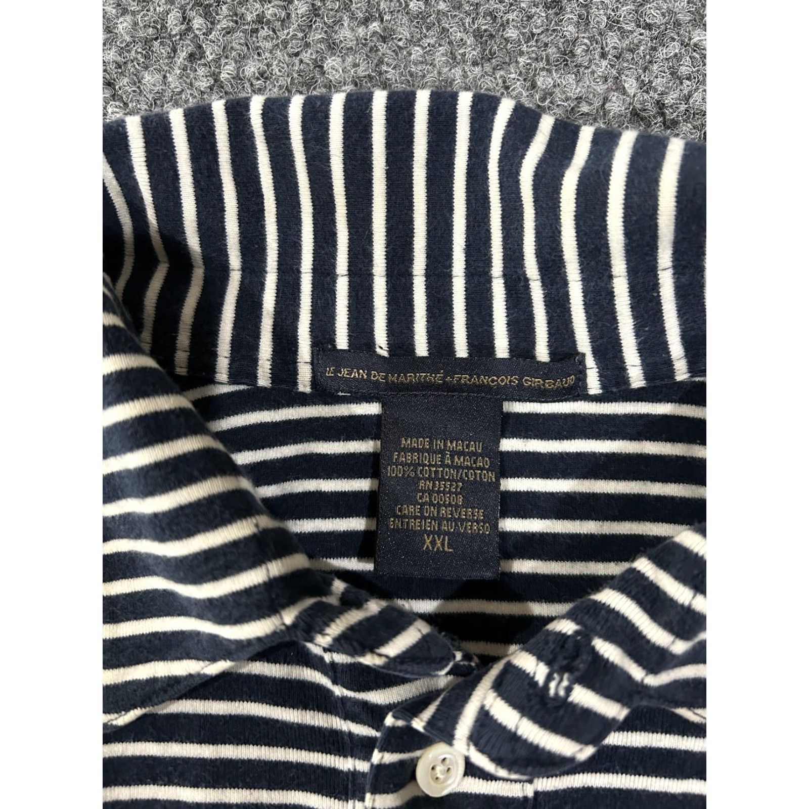 Vintage Le Jean de Marithé + François Girbaud Polo Shirt Mens 2XL Blue Striped Cotton Shirt Size US XXL / EU 58 / 5 - 4 Thumbnail