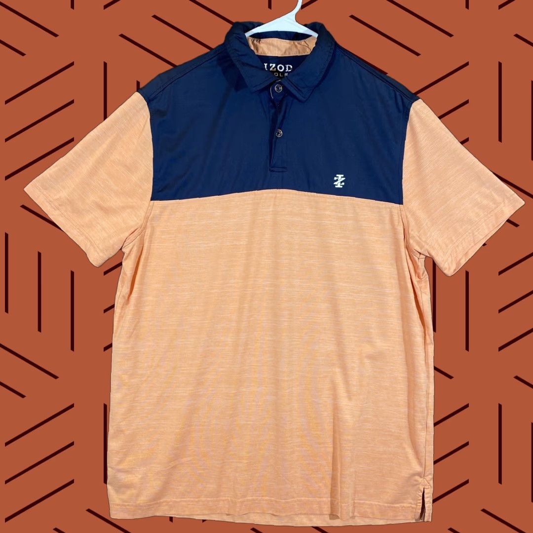 Izod IZOD Polo Shirt Mens Medium Blue Orange Stretch Casual Golf Color Block Shirt Size US M / EU 48-50 / 2 - 1 Thumbnail
