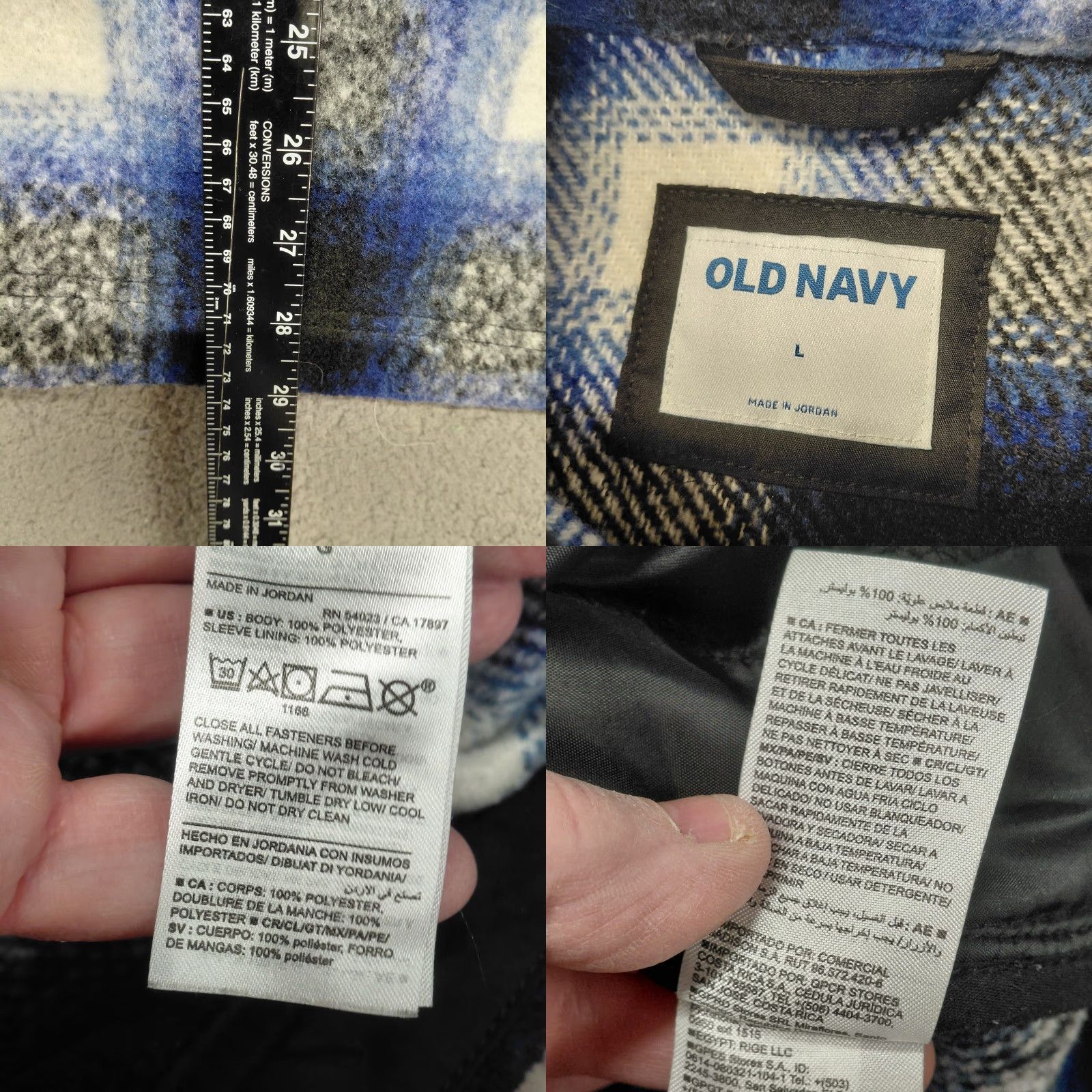 Old Navy Old Navy Shacket Shirt Men Large Blue/Black Plaid Long Sleeve Flannel, Casual, Workwear, Pockets, Mid-Length Jacket/Coat, Regular Fit Size US L / EU 52-54 / 3 - 8 Thumbnail