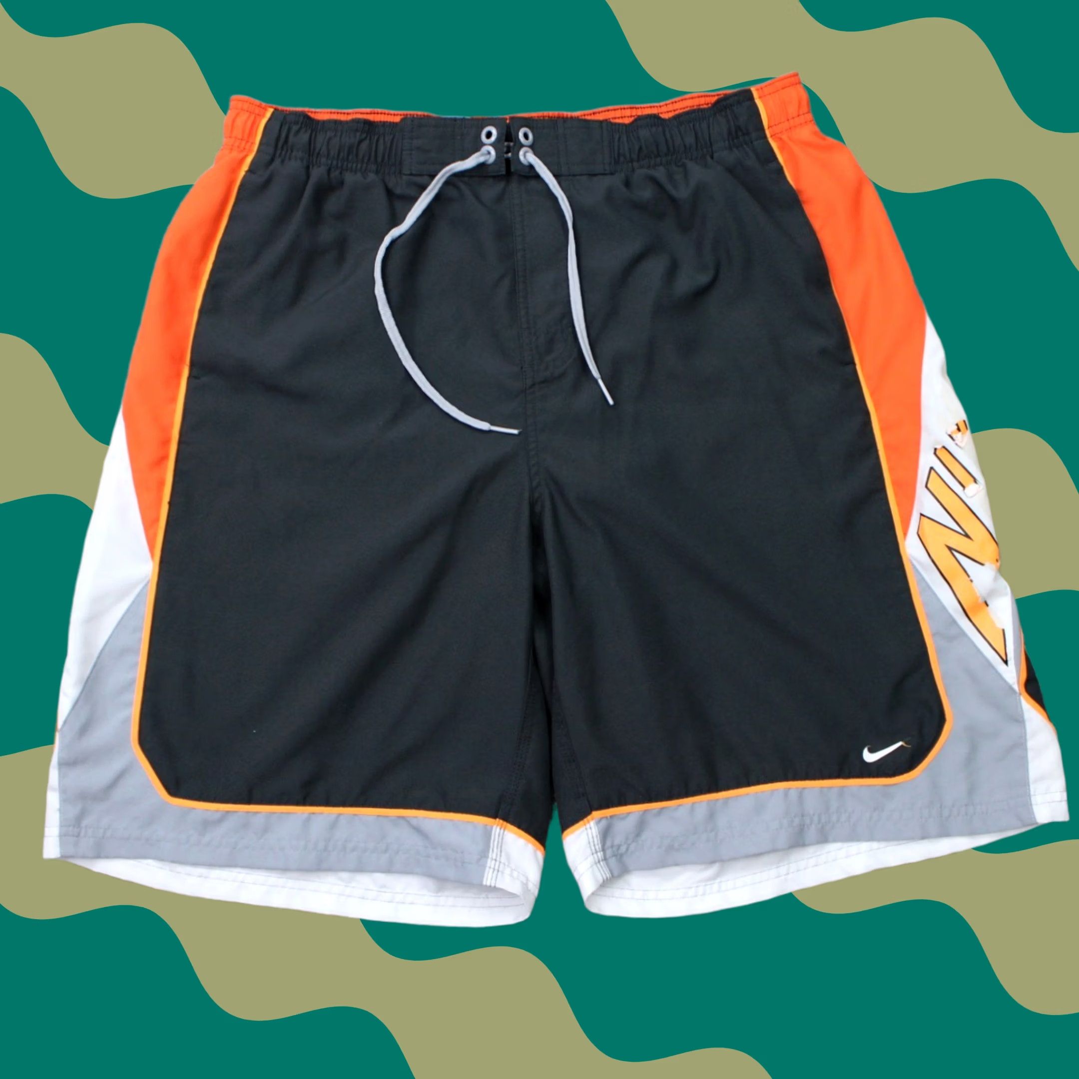Nike Nike Swim Trunks Men 2XL Gray/Orange Lined Polyester Drawstring 10" Inseam Trunks Size ONE SIZE - 1 Thumbnail