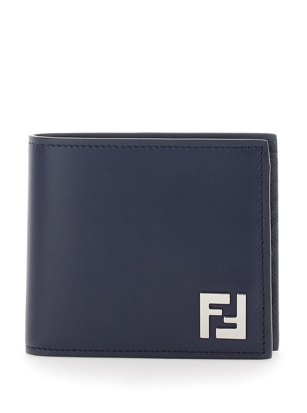 Fendi Blue Bi-Fold Wallet with FF Plate on the Front in Leather for Men Size ONE SIZE - 1 Thumbnail