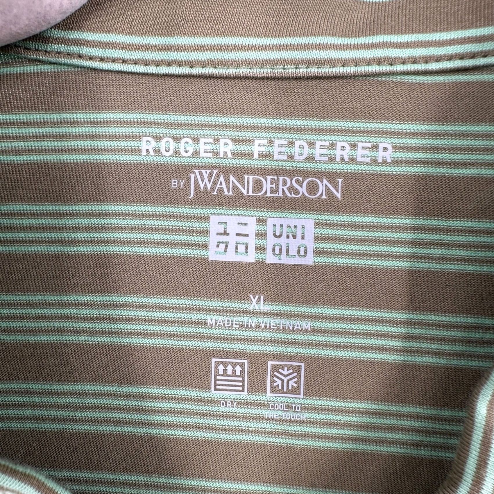 Uniqlo Uniqlo AIRism Polo Shirt Brown Green XL Tennis Roger Federer JW Anderson Striped Size US XL / EU 56 / 4 - 3 Thumbnail