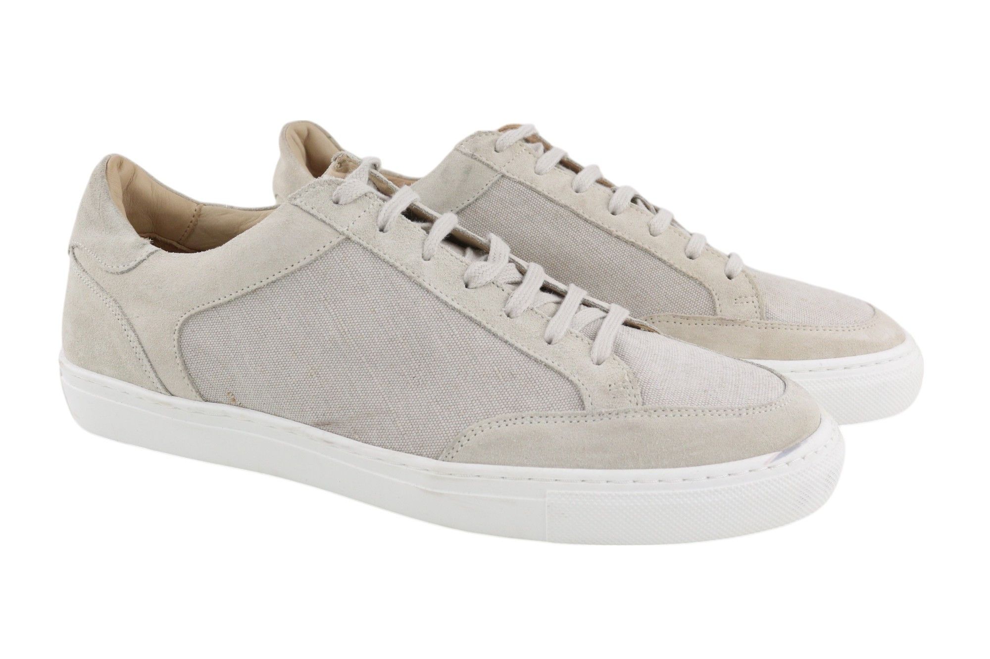 Suitsupply Eu46 Light Grey Leather Textile Low-Top Shoes 81562, Men's (Size 13)