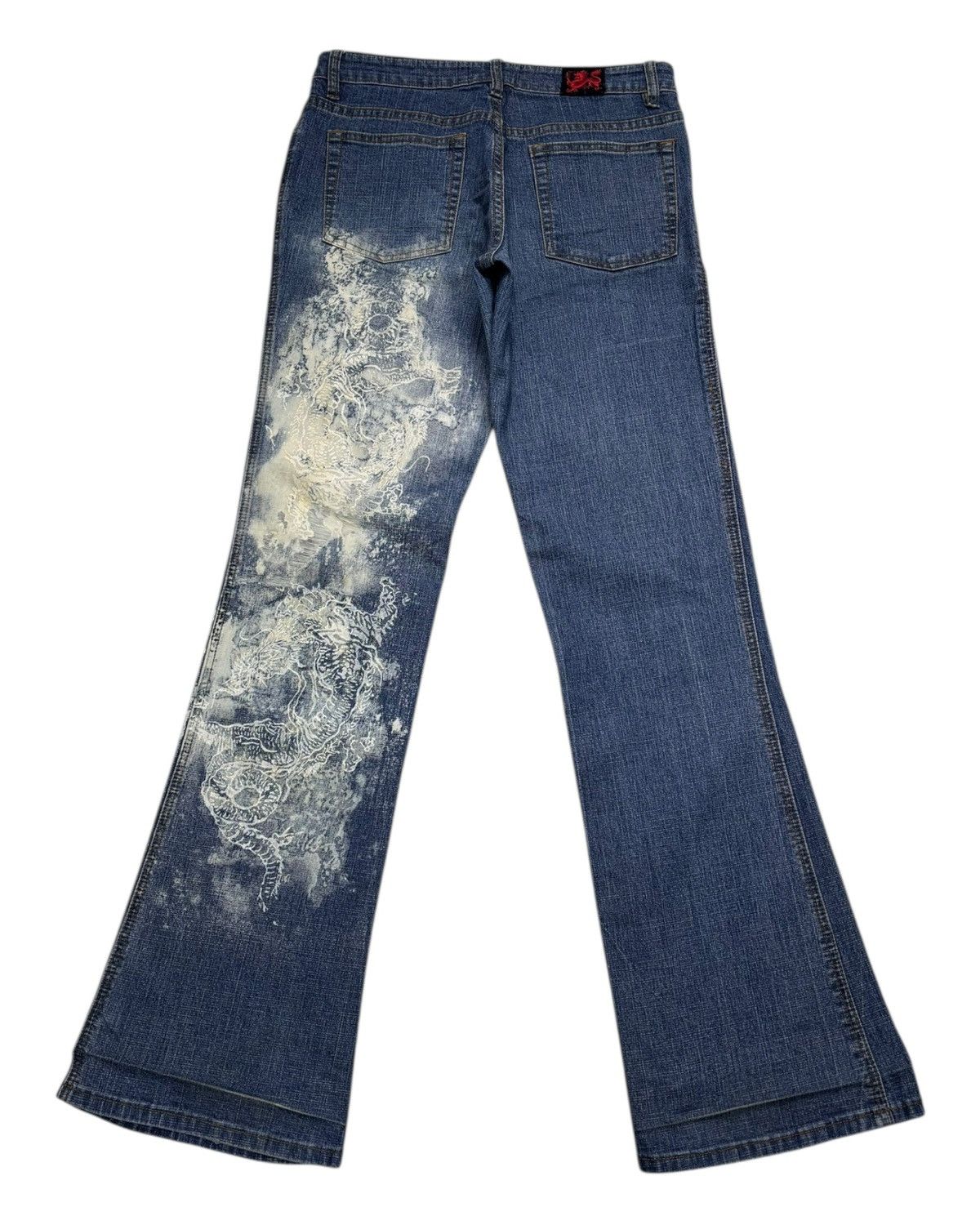 If Six Was Nine × Kapital Vintage Japanese Dragon Embroidery Gouk Flare Jeans Distress Size US 29 - 2 Thumbnail