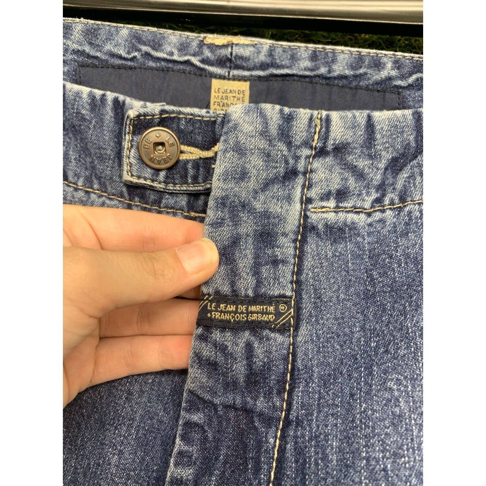 Logo 7 VINTAGE Girbaud Jeans Mens 38x32 Logo Grunge 90s Cargo Wide-Leg Denim Blue 5-Pocket Hip Hop Street Shirt Size US 38 / EU 54 - 6 Thumbnail