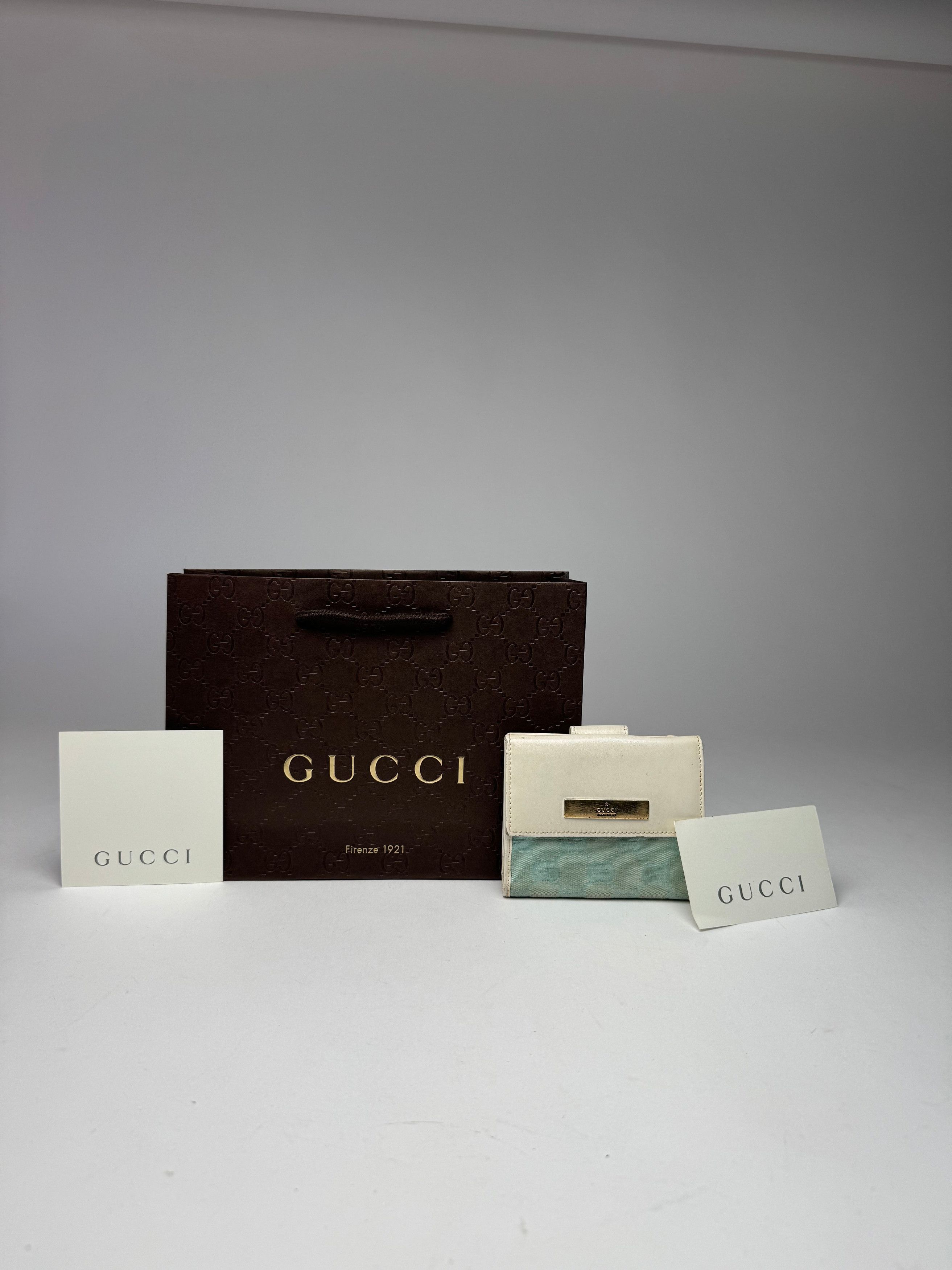 Gucci Vintage Monogram Leather Wallet white turquoise Size ONE SIZE - 1 Thumbnail