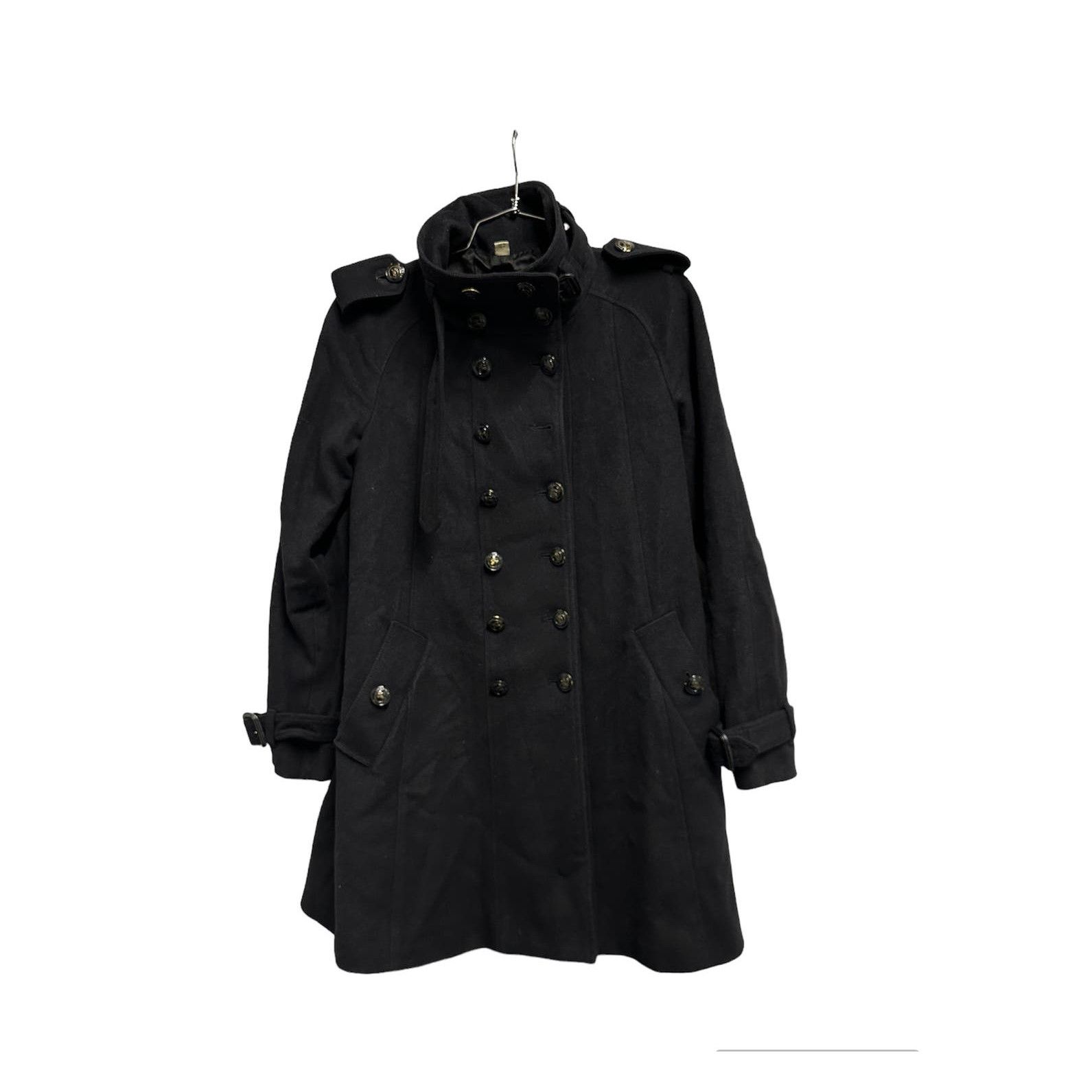 image of Burberry Wool Cashmere Buttons Long Black Coat Women Size 2