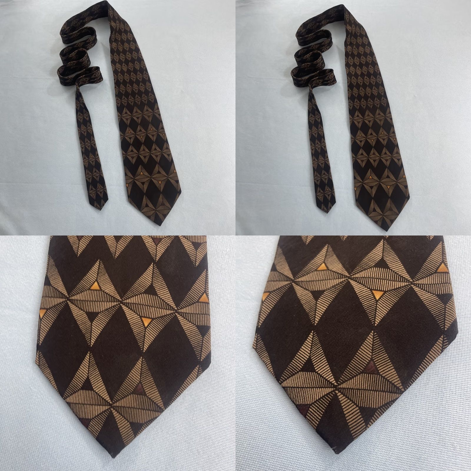 Kenneth Cole VINTAGE Kenneth Cole New York Silk Tie Diamond Deco Foulard Gray Black vtg 90s USA 4x59 Size ONE SIZE - 8 Thumbnail