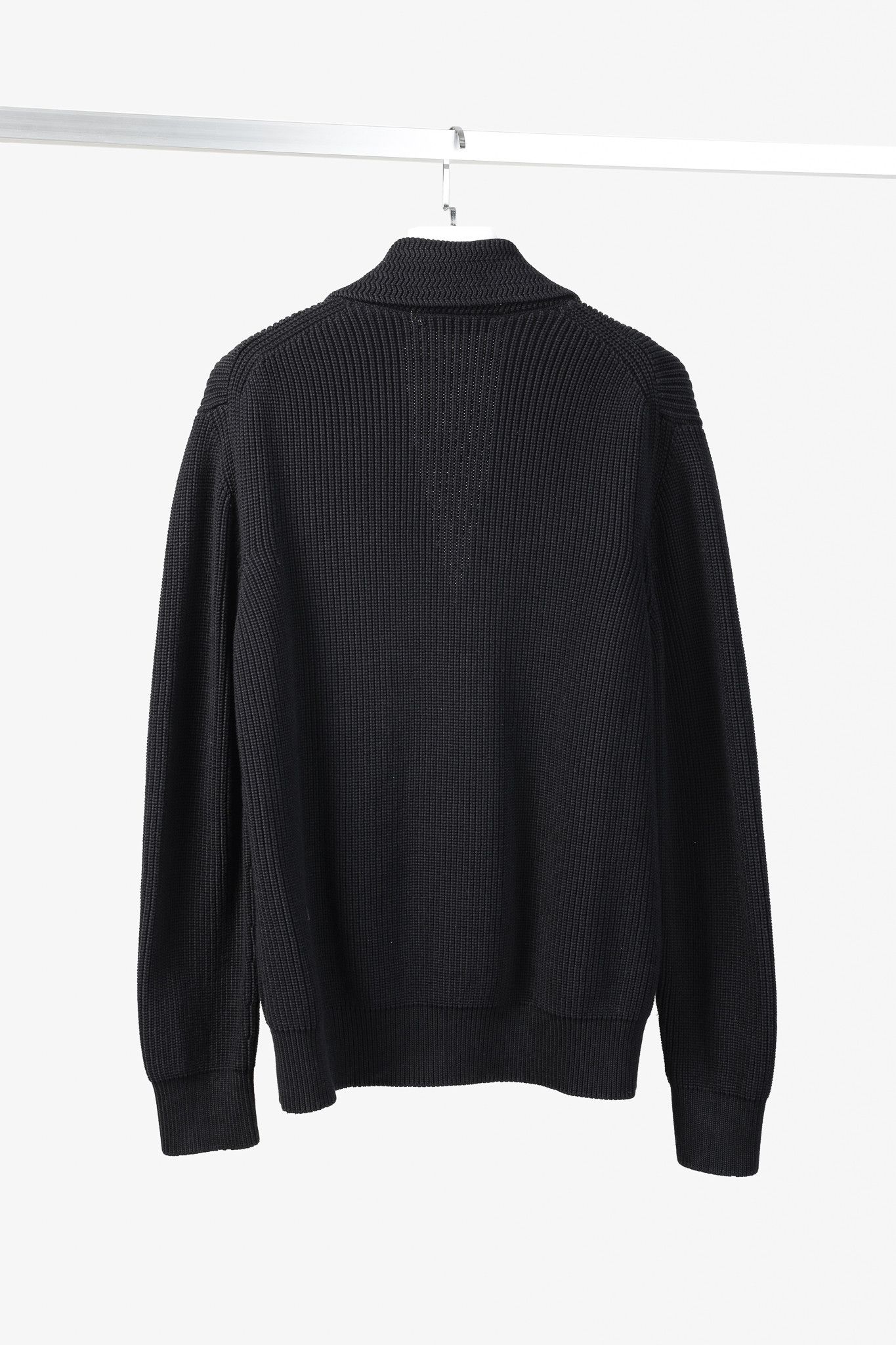 Ermenegildo Zegna Ermenegildo Zegna Navy Cotton-Silk Ribbed Knit Cardigan Size US L / EU 52-54 / 3 - 2 Thumbnail