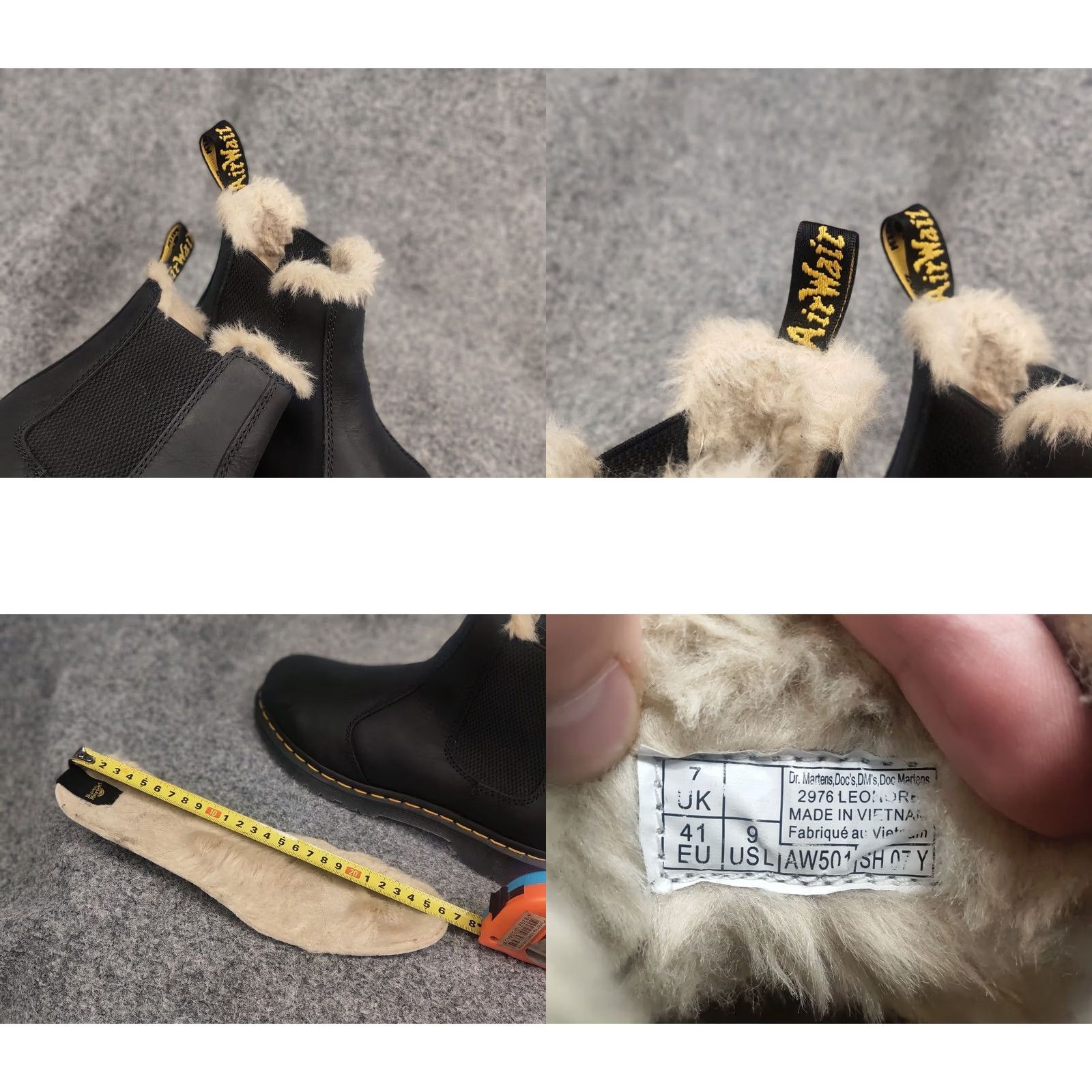 Dr. Martens Dr. Martens 2976 Leonore Black Leather Fur Lined Chelsea Boots Women's 41 2976 Leather Boots Chelsea Lined Fur Winter Casual 90s Retro Mens Womens Size US 11 / IT 41 - 10 Thumbnail