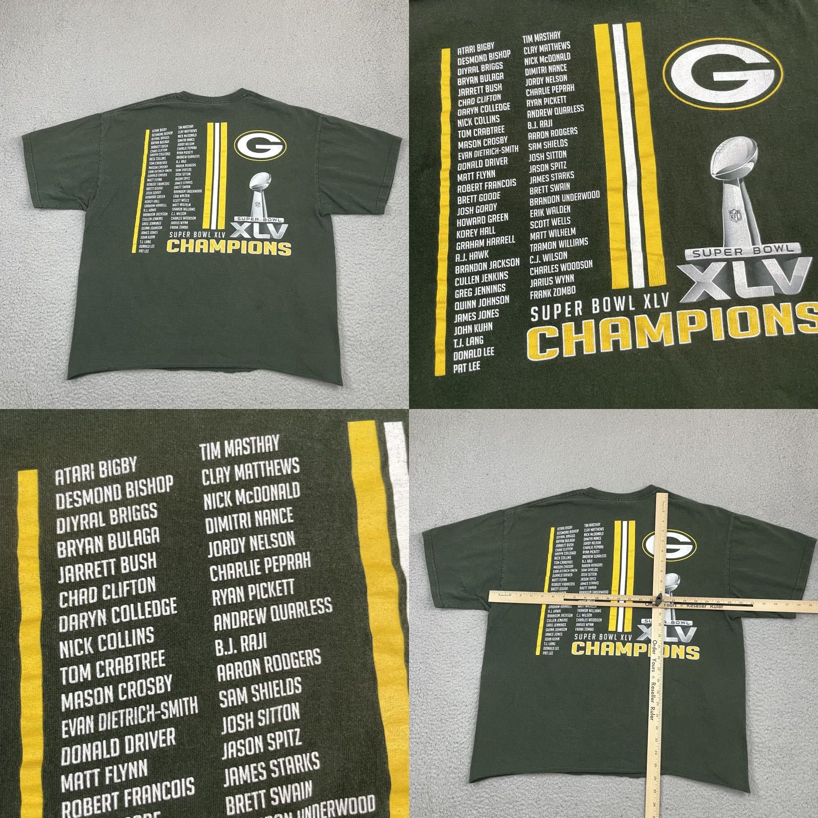 NFL Green Bay Packers T Shirt Adult Medium Green NFL Champions XLV Super Bowl Rare M Size US M / EU 48-50 / 2 - 8 Thumbnail