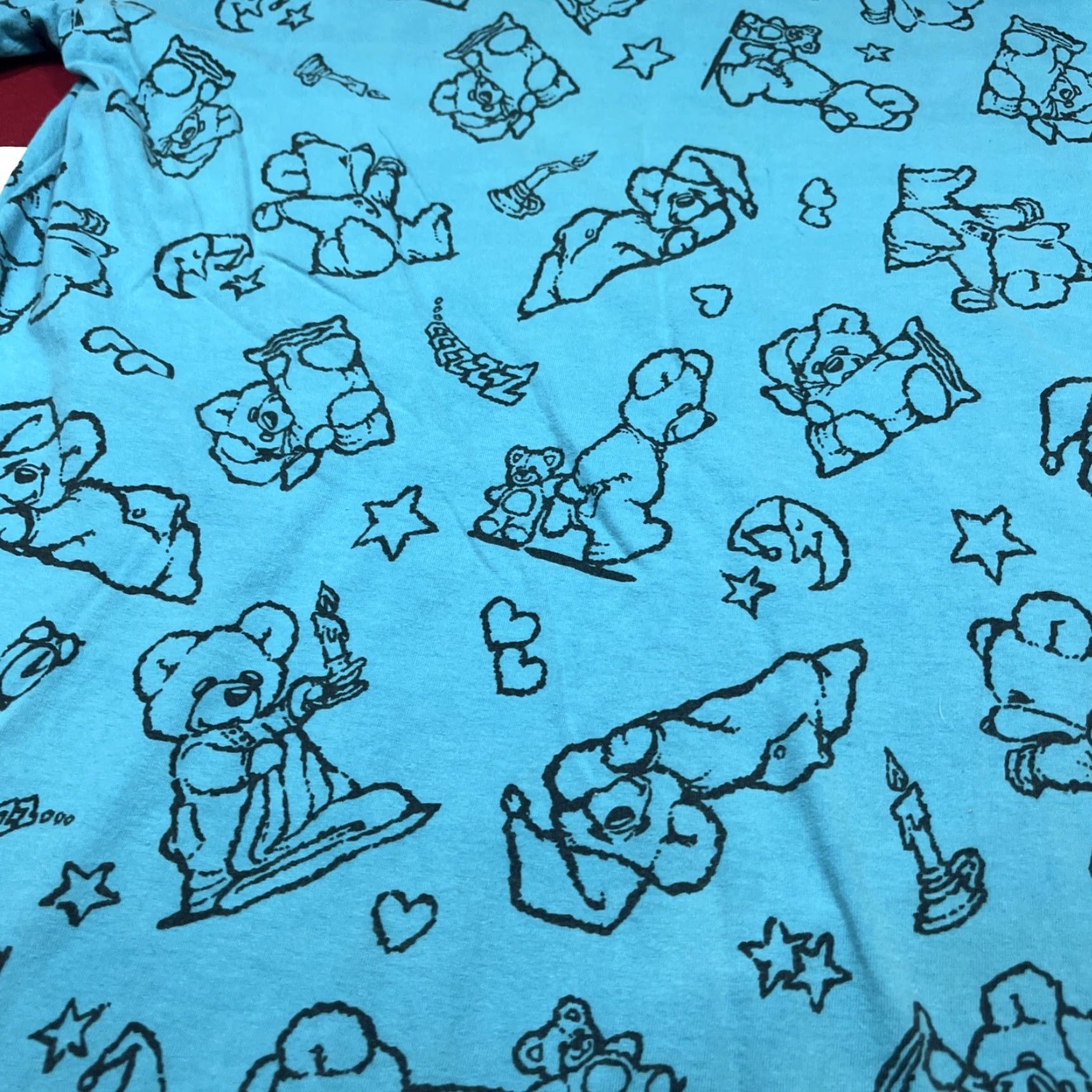 AQUA VINTAGE Zoo Crew 80s Aqua Blue TEDDY BEAR PJS MOON stars Long Night Shirt Women’s Size L / US 10 / IT 46 - 4 Thumbnail