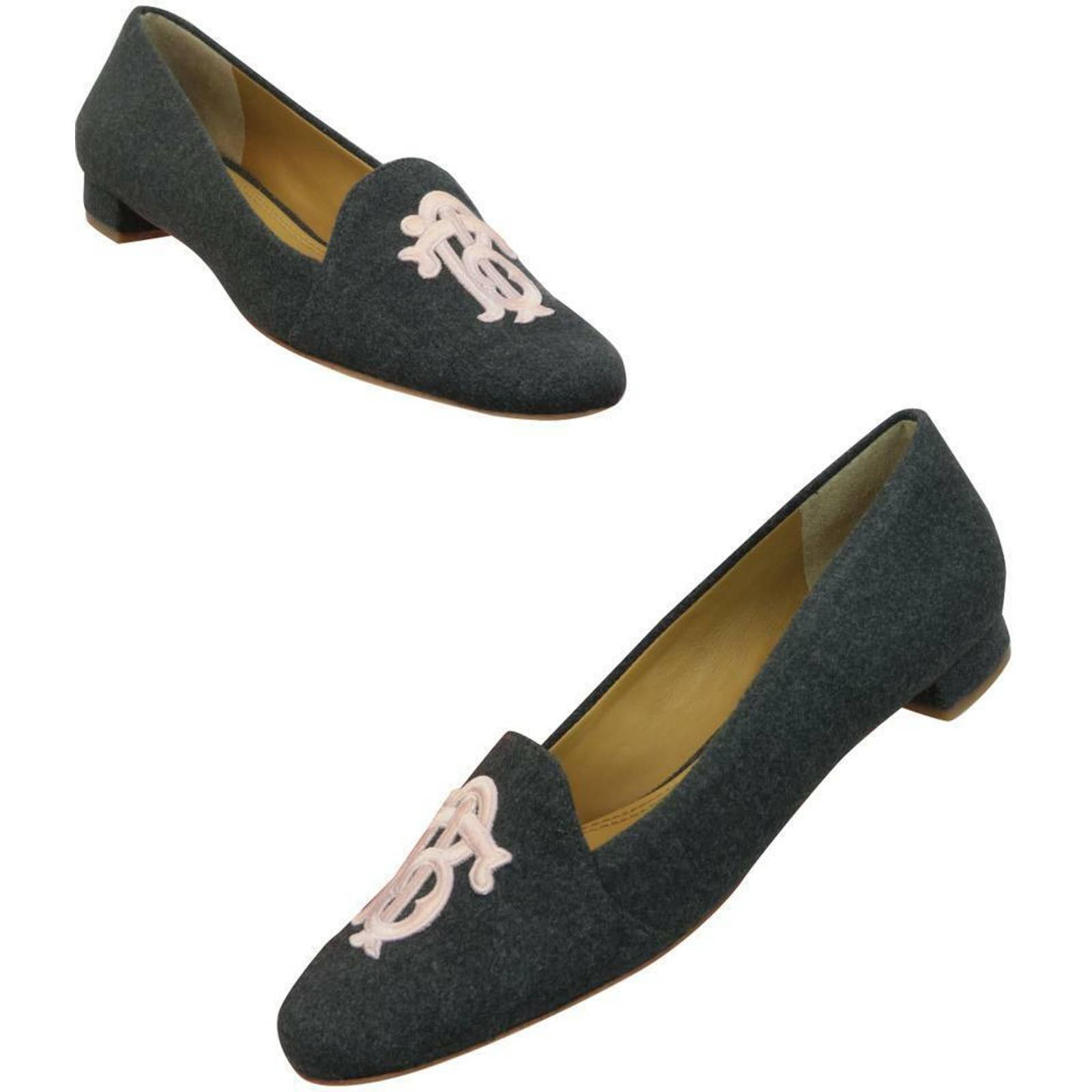 Embroidered Monogram Tory Burch Antonia Loafer GRAY ANTONIA