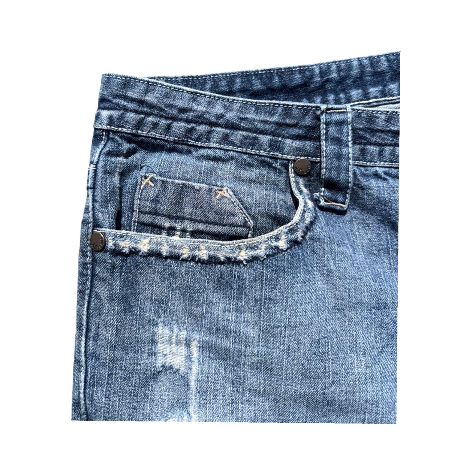 Alfani VINTAGE Alfani Jeans Bootcut Distressed Embroidered Le Fleur Low Rise Sz 38 Women Blue 90s Y2K Size 26" / US 2 / IT 38 - 6 Thumbnail