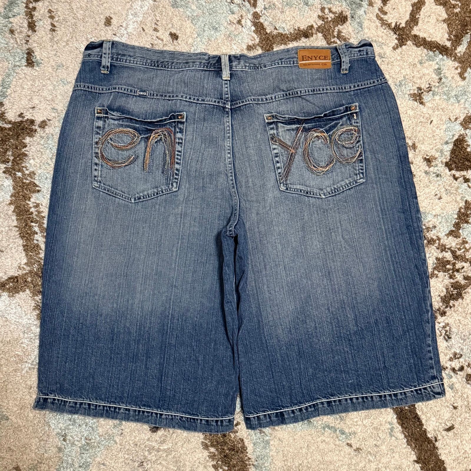 Enyce Vintage ENYCE Baggy Jean Shorts Spellout Size 44 Y2K Size US 44 / EU 60 - 1 Thumbnail