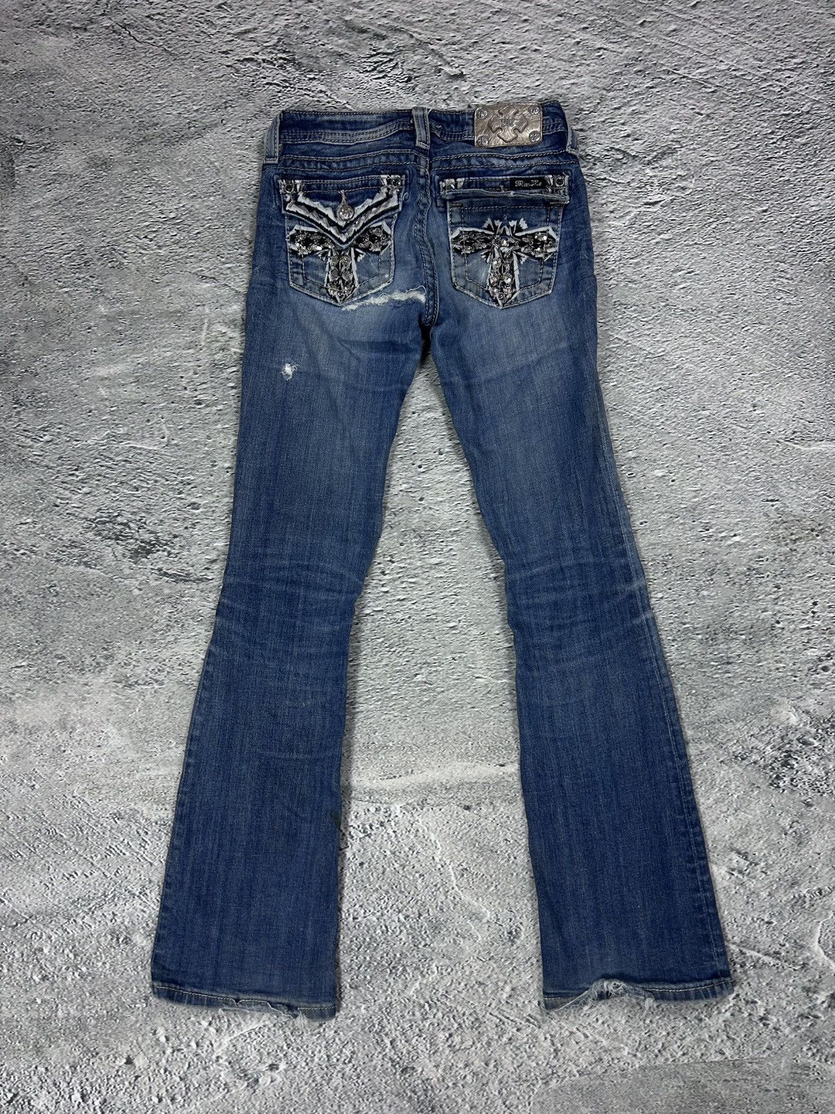 Miss Me Miss Me flared bootcut white stitching denim vintage y2k Size 26" / US 2 / IT 38 - 1 Thumbnail