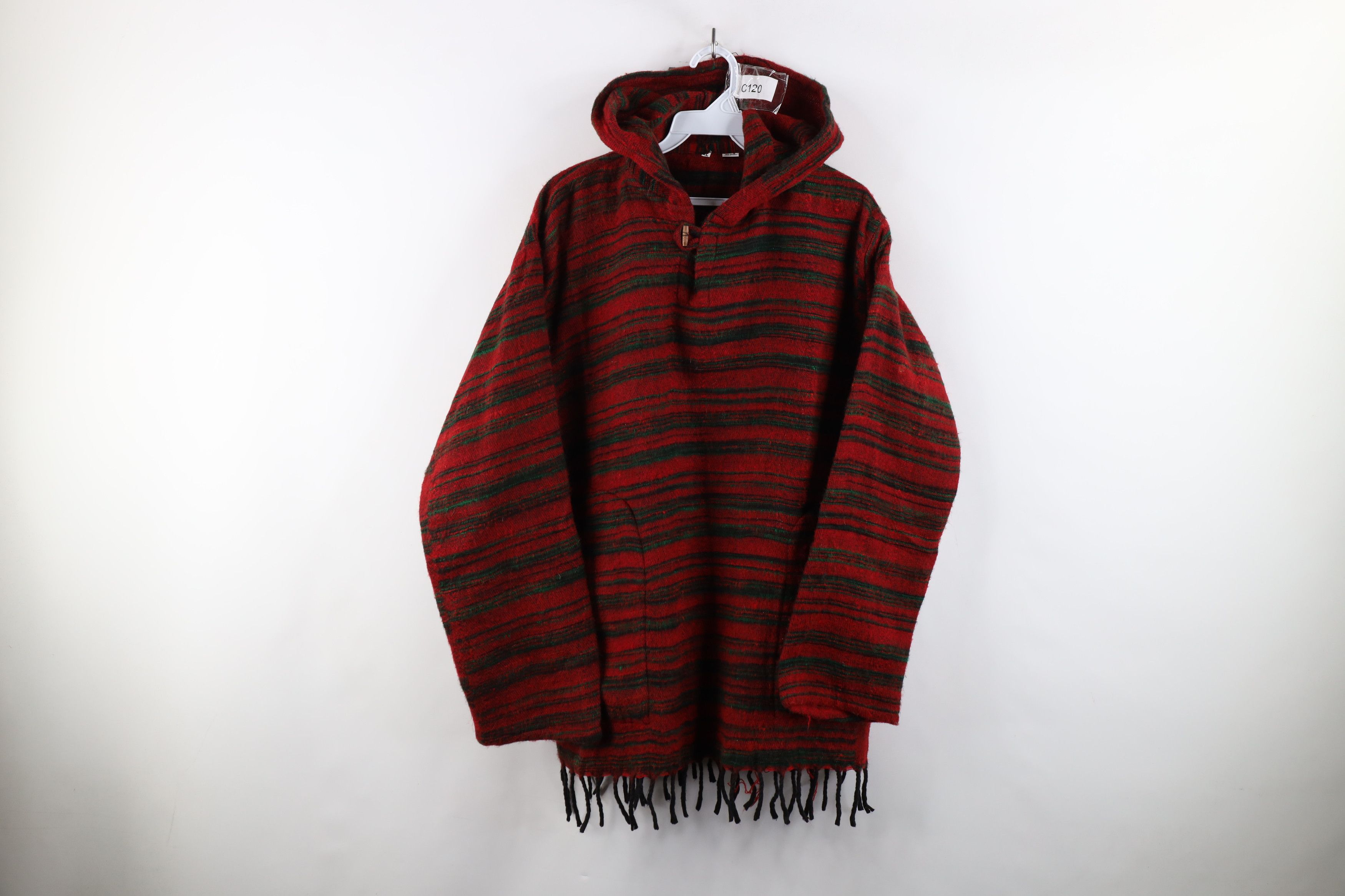 Vintage Vintage 90s Streetwear Fringed Button Hoodie Sweatshirt Size US XL / EU 56 / 4 - 1 Thumbnail