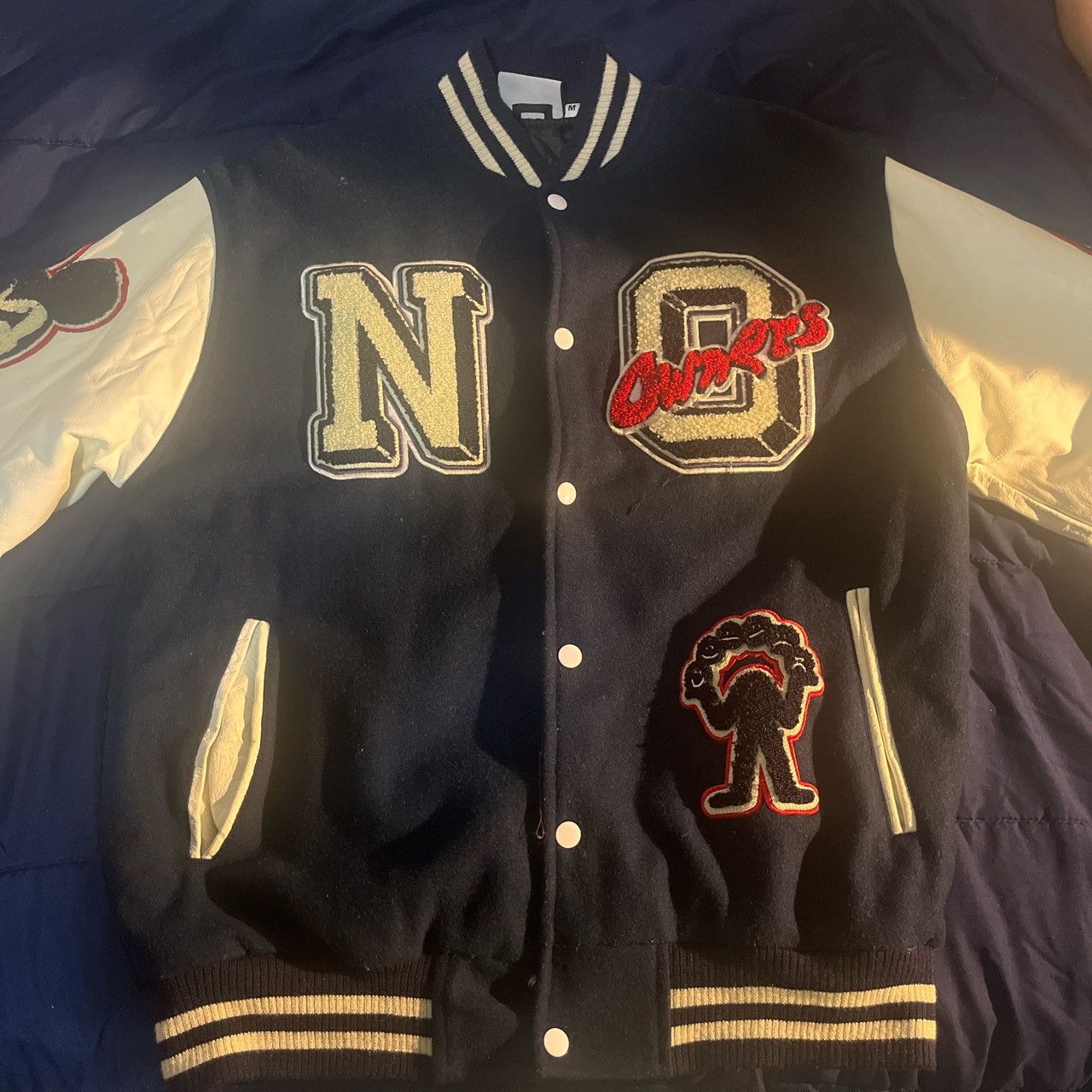 image of No Owners Varsity Jacket in Blue, Men's (Size Medium)