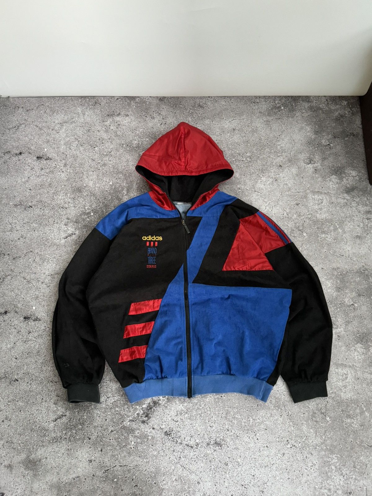 Adidas × Vintage Vintage adidas Velour felt track light hoodie Size US M / EU 48-50 / 2 - 1 Thumbnail