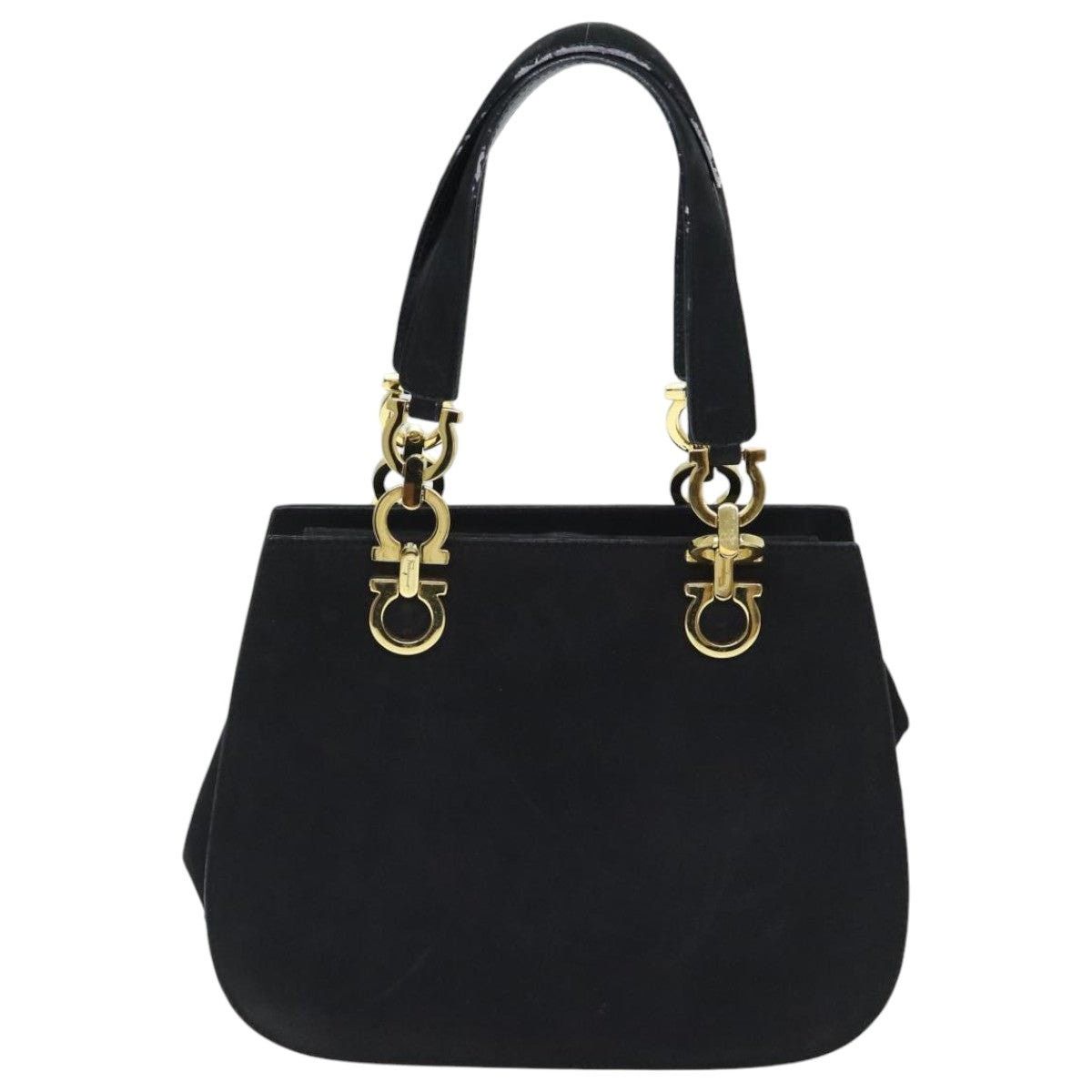 Salvatore Ferragamo Salvatore Ferragamo Gancini Hand Bag Suede Black Gold Size ONE SIZE - 13 Thumbnail