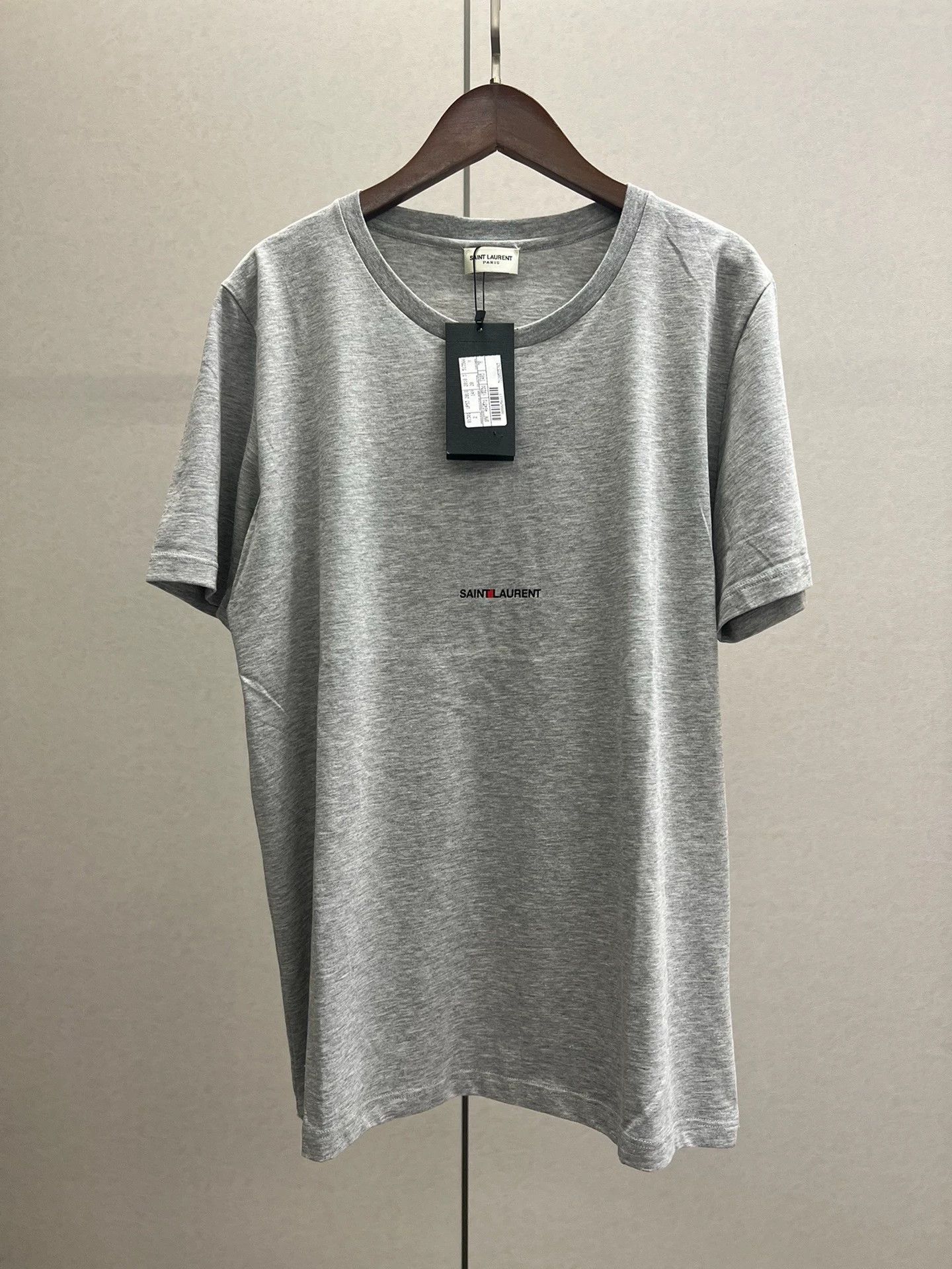 Saint Laurent Paris Saint Laurent Paris Grey basic logo short sleeved shirt Size US M / EU 48-50 / 2 - 1 Thumbnail