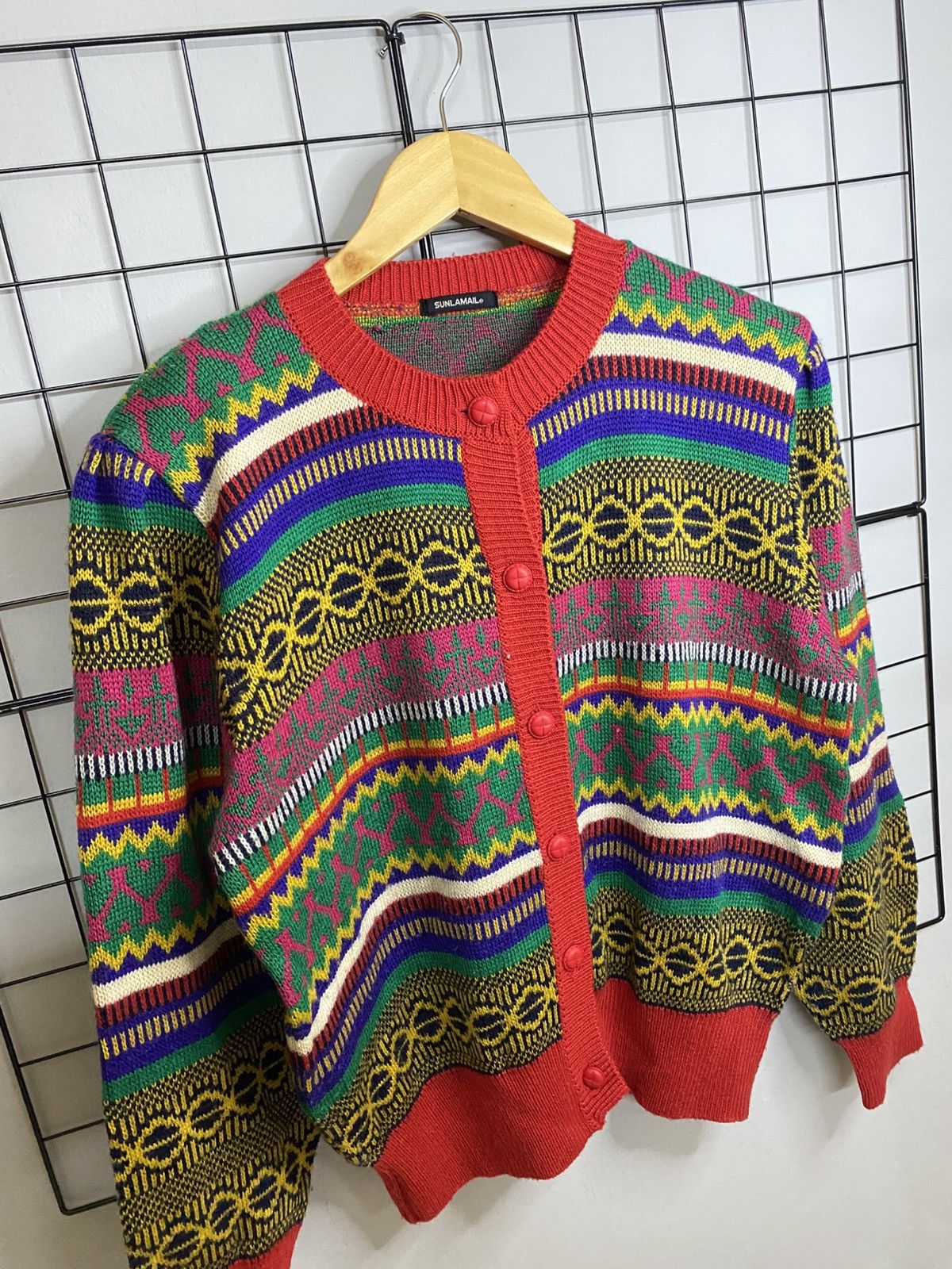 Aran Isles Knitwear × Japanese Brand × Vintage Vintage Cardigan Knitwear Sunlamail Size US L / EU 52-54 / 3 - 7 Thumbnail