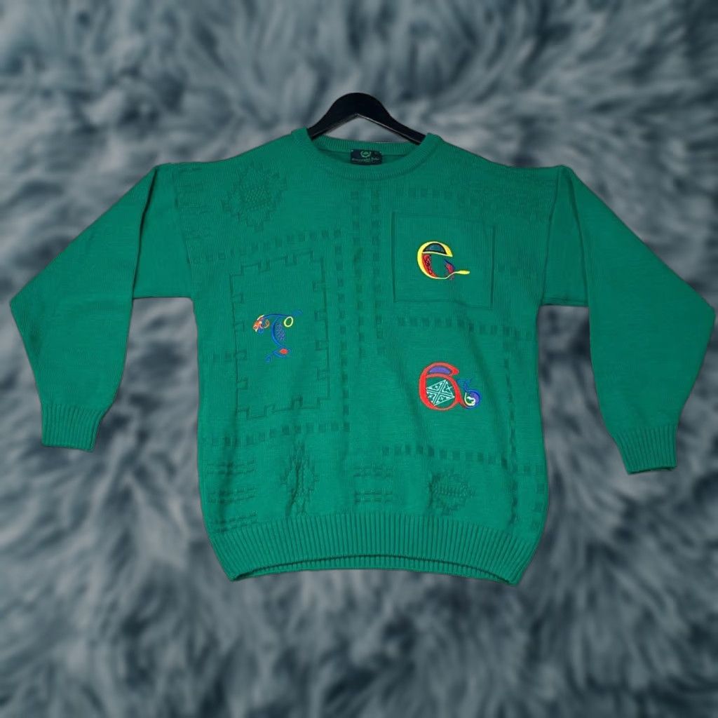Vintage VINTAGE Emerald Isle Sweater Ireland Crew Neck Green Embroidered Knit Long Sleeve Men M Irish Winter Pullover Size US M / EU 48-50 / 2 - 1 Thumbnail