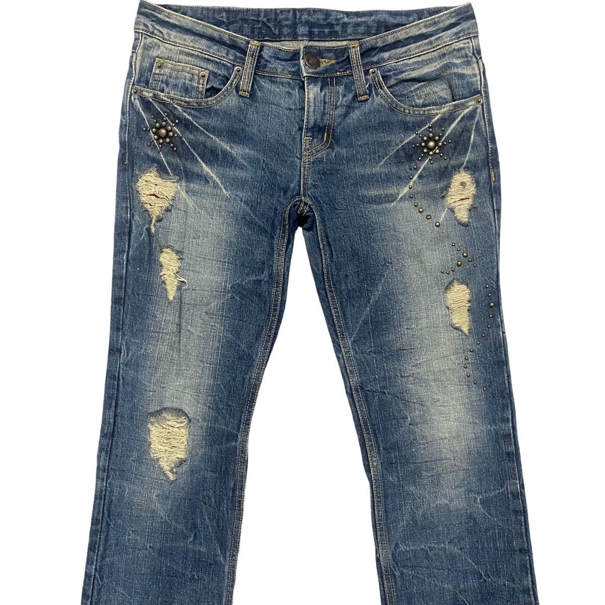 Le Grande Bleu (L.G.B.) Gennaro Denim Studded Distressed Skinny Jeans Size US 30 / EU 46 - 4 Thumbnail