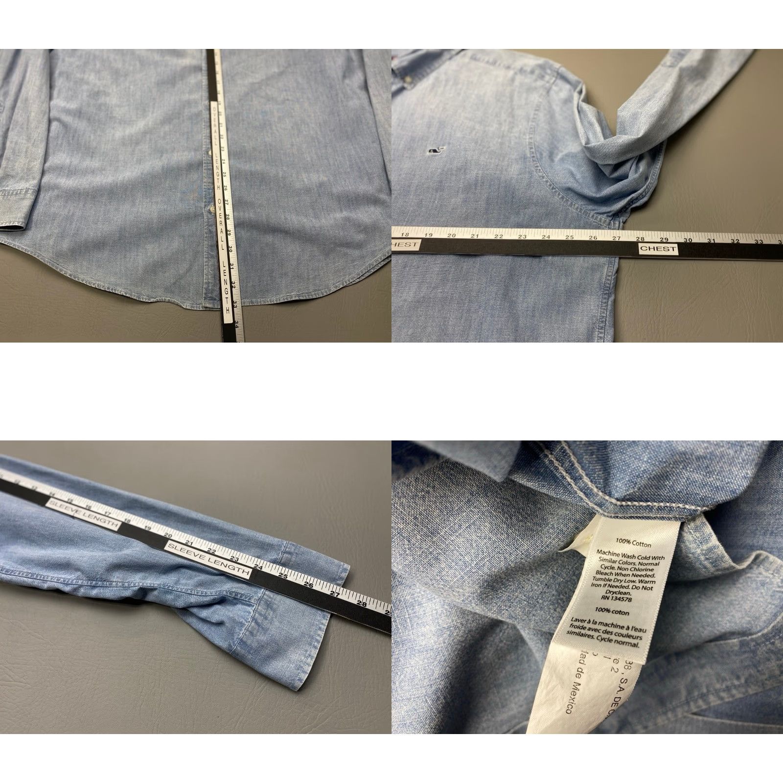 Vineyard Vines Vineyard Vines Whale Shirt Mens 2XL Blue Chambray Shirt 8281 Classic Fit Shirt Size US XXL / EU 58 / 5 - 8 Thumbnail