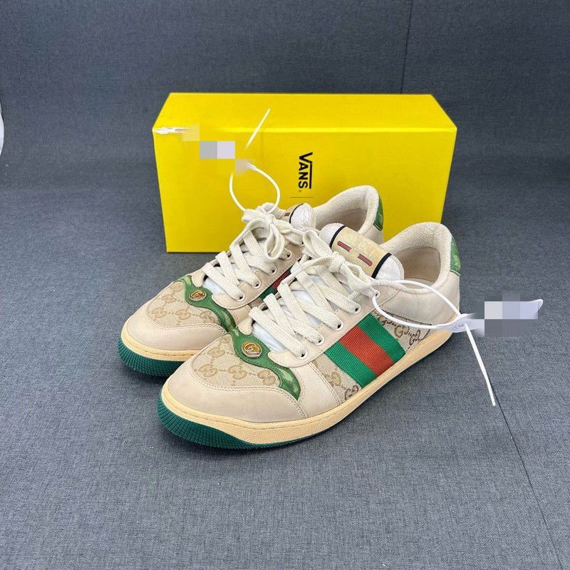 Gucci Screener Green Leather Low-Top Sneakers -