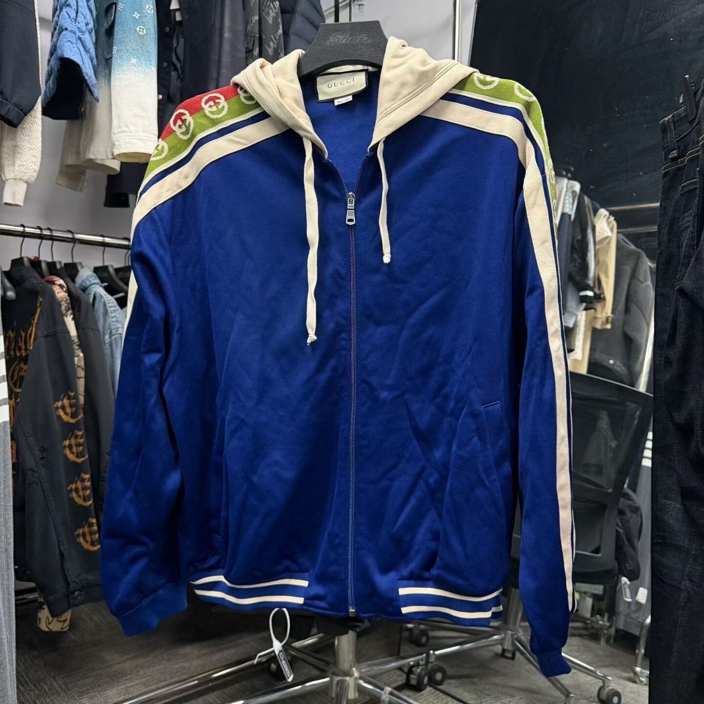 Gucci Gucci Blue Side Logo Zip Hoodie Size US S / EU 44-46 / 1 - 1 Thumbnail