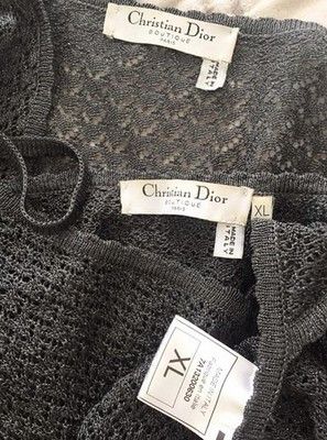 Christian Dior Monsieur Vintage CHRISTIAN DIOR 2pc cami and cardigan twin set w/ Silver Sparkle Size L / US 10 / IT 46 - 20 Thumbnail