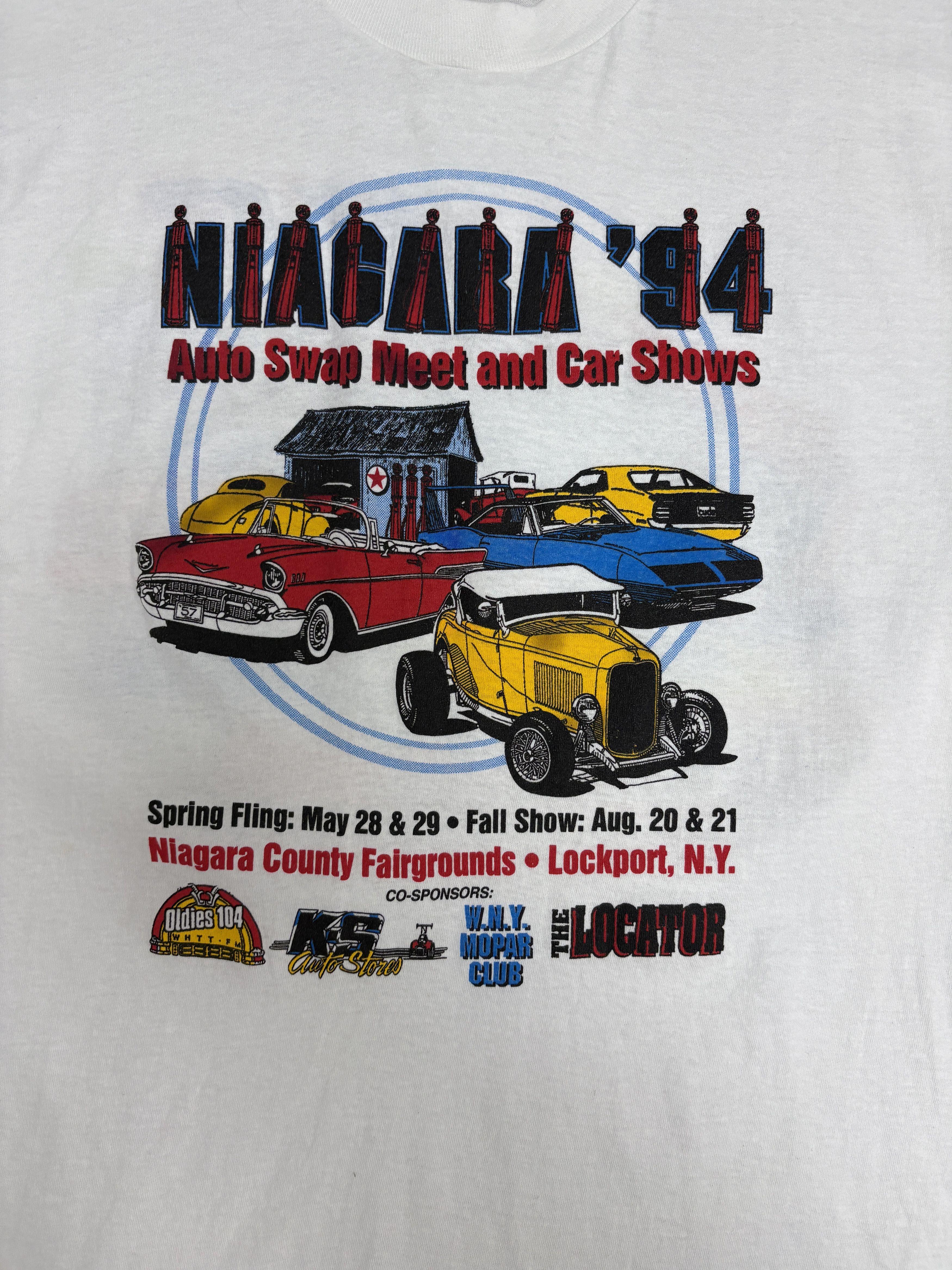 Vintage Niagara '94 Auto Swap Car Shows Vintage White T-Shirt Tee Size US XL / EU 56 / 4 - 2 Thumbnail
