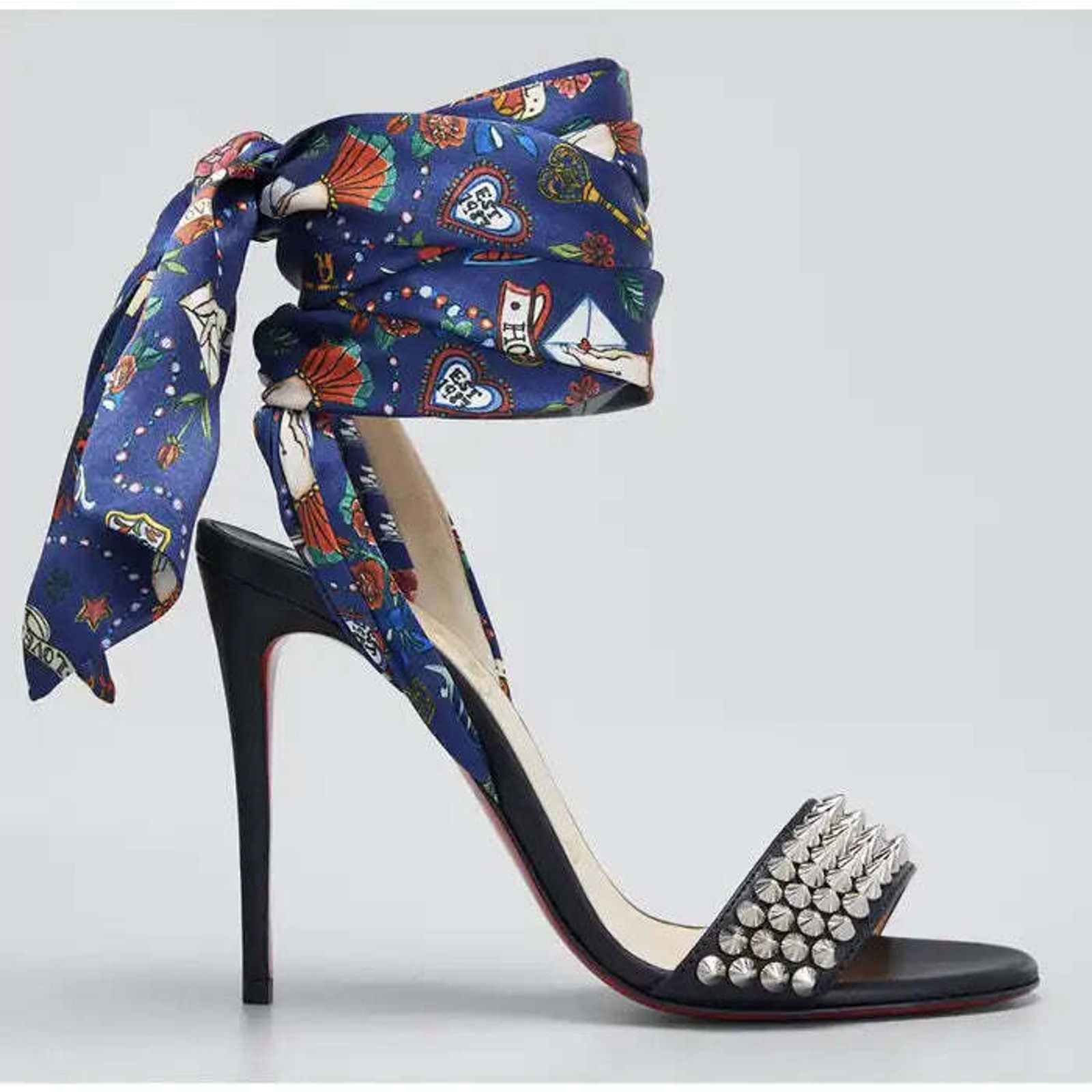 Christian Louboutin Sandale Du Desert Spikes 100 Black Sandal Heel Pump 36.5 Size US 6.5 / IT 36.5 - 1 Thumbnail