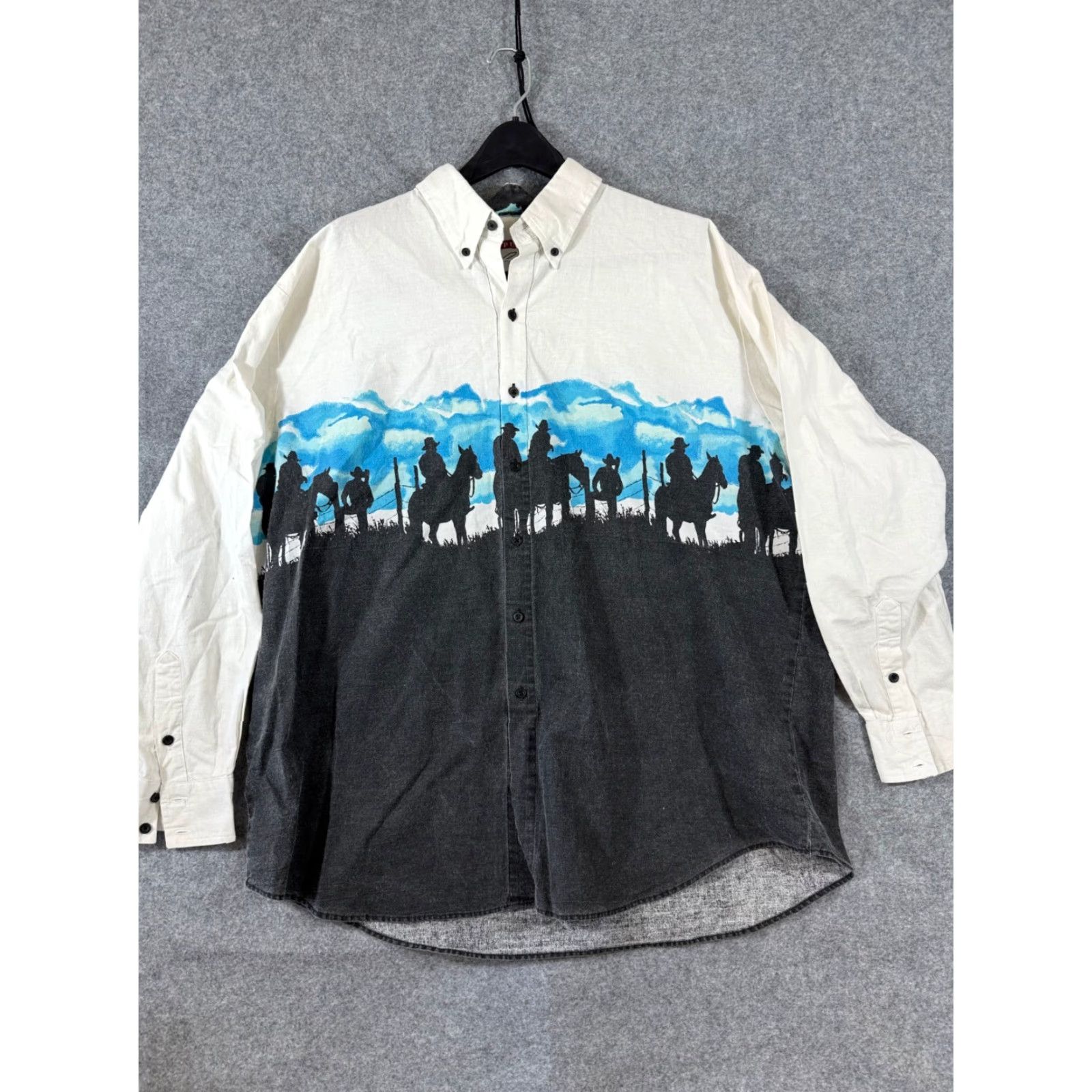 Free Country VINTAGE Pure Country Western Shirt Mens 2XL White Black Cowboy Button-Up Long Sleeve VTG Size US XXL / EU 58 / 5 - 3 Thumbnail