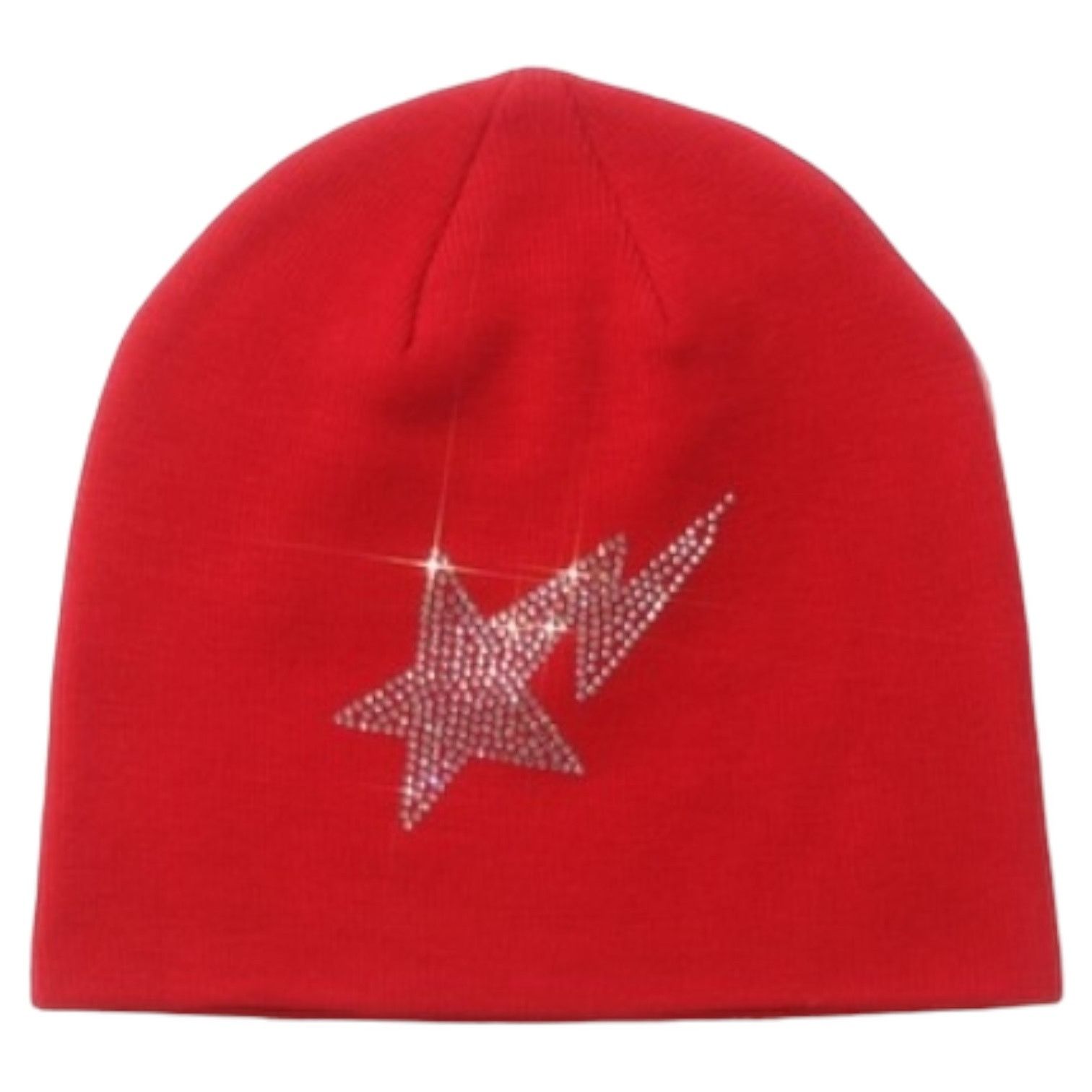image of Bape Sta Crystal Stone Knit Cap in Red, Men's