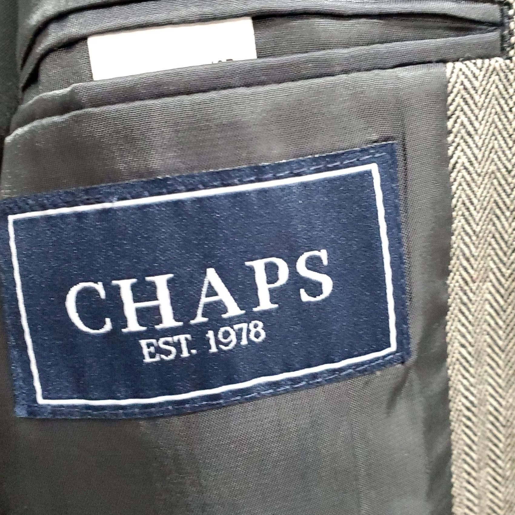 Chaps Chaps Blazer Jacket Men's 42R Tan Black Herringbone 100% Wool Single Breasted Size 42R - 6 Thumbnail