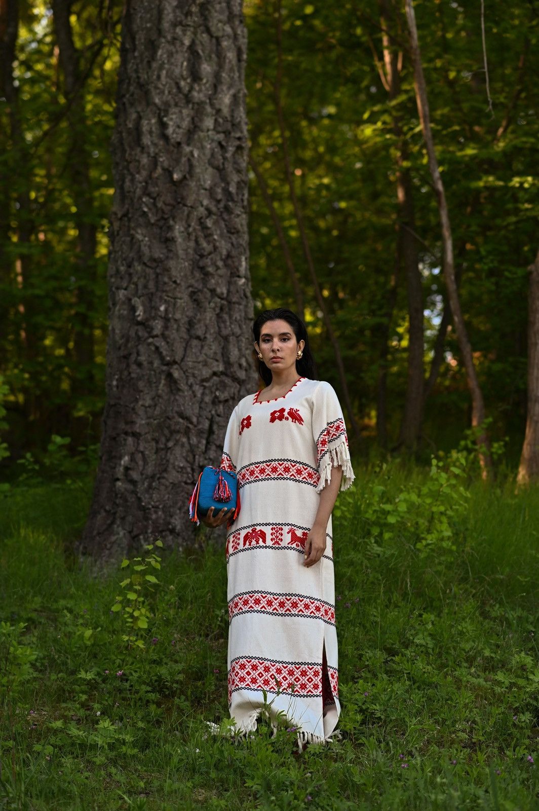 Vintage Mexican Boho Embroidered Fringe Dress