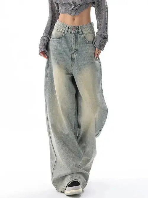 Japanese Brand Retro Distressed Blue Baggy Jeans Women Y2k Grunge Size 27" / US 4 / IT 40 - 1 Thumbnail