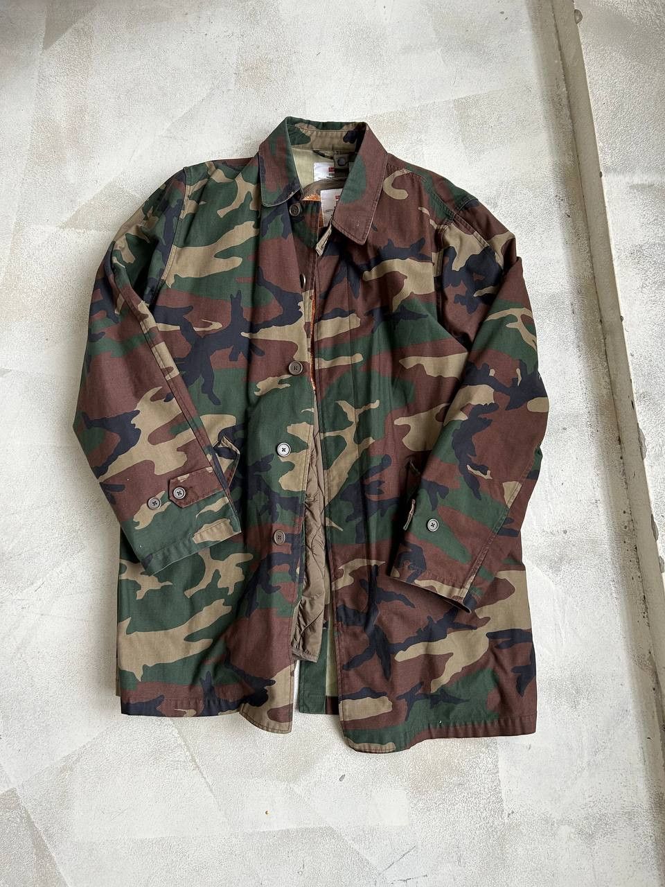 Image of Supreme F/w 12 Camo Trench XL in Military Green Camouflage, Men's