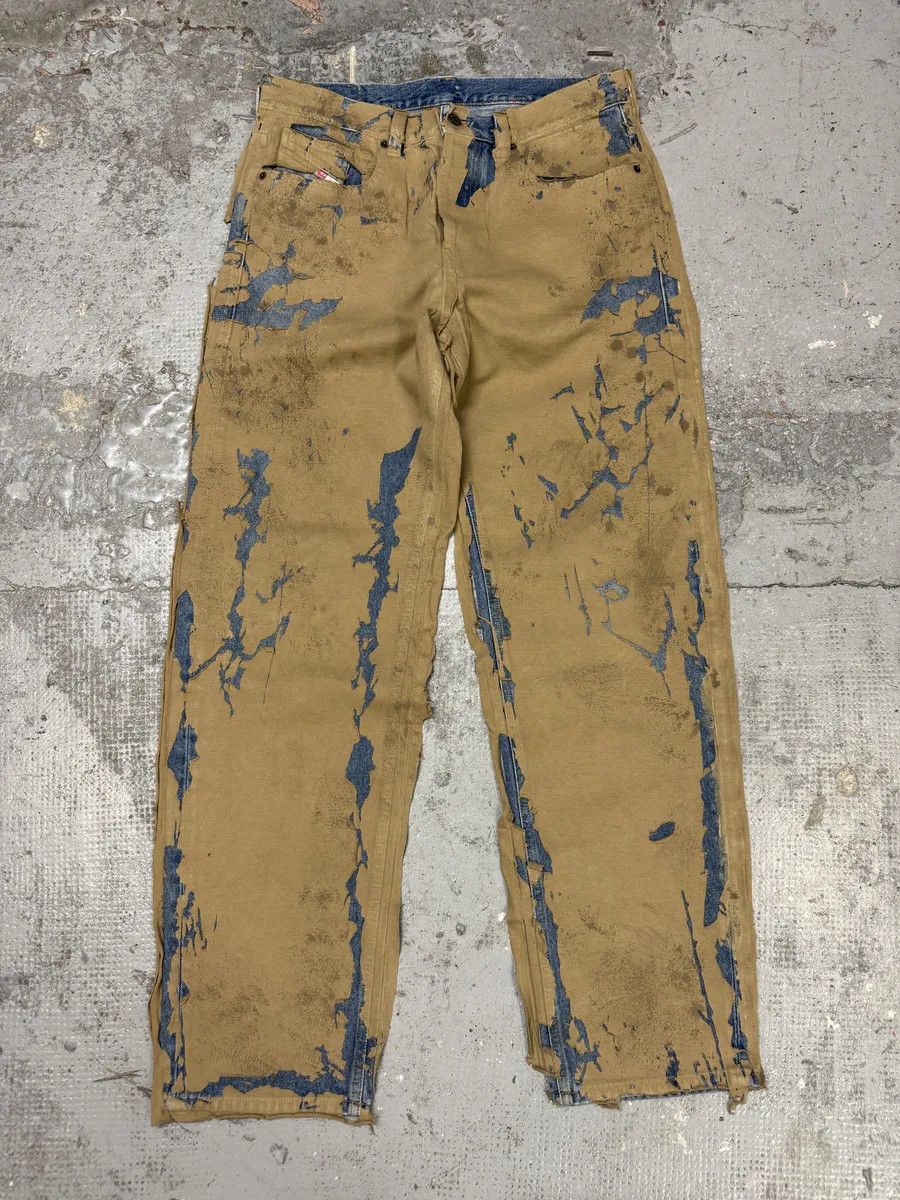 Diesel AW2010 Diesel Blue Beige Relief Contemporary Jeans Size US 33 - 4 Thumbnail