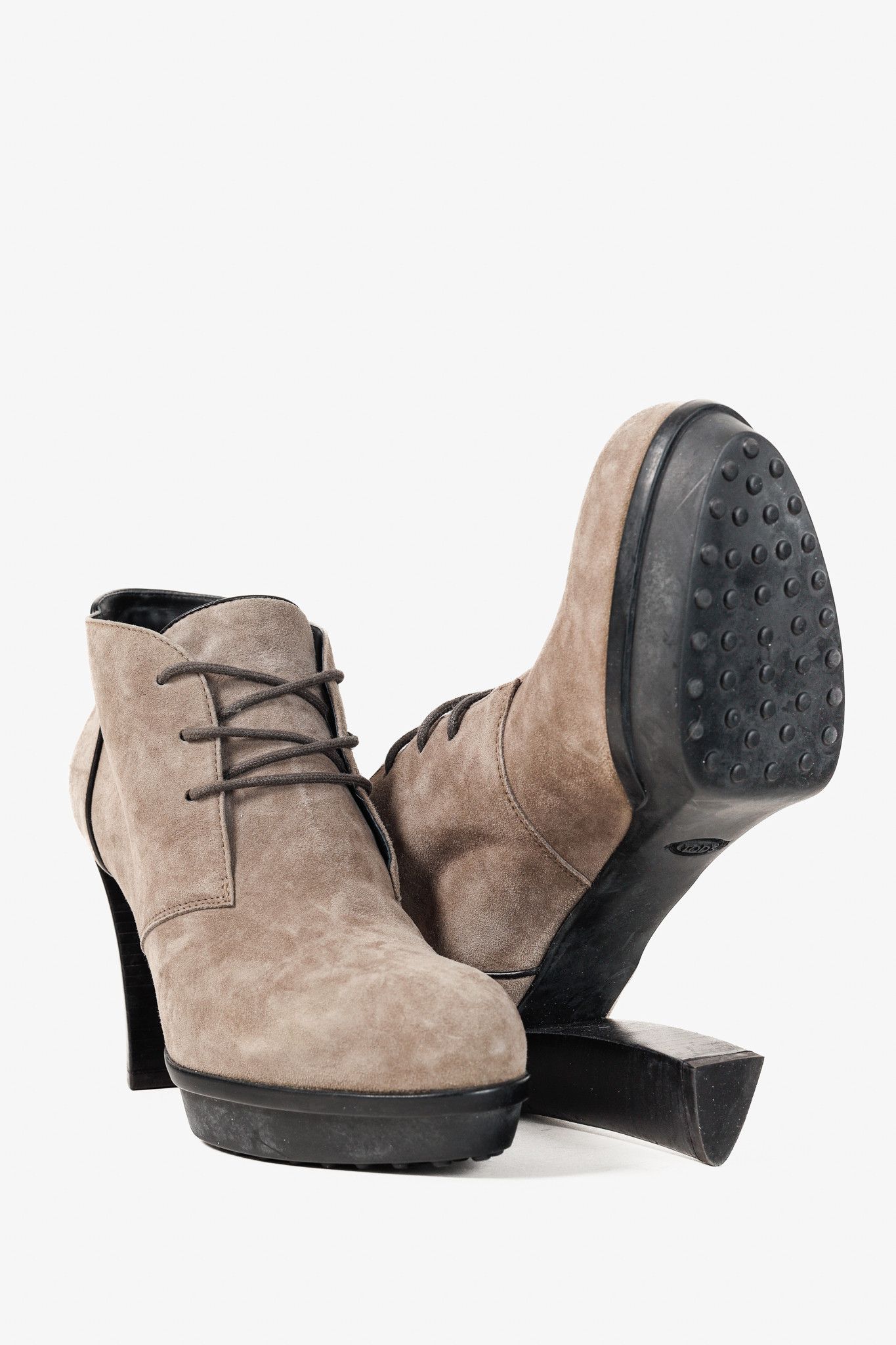 Tod's Tod's Taupe Suede Rubber Sole Platform Heel Bootie Size US 9 / IT 39 - 4 Thumbnail