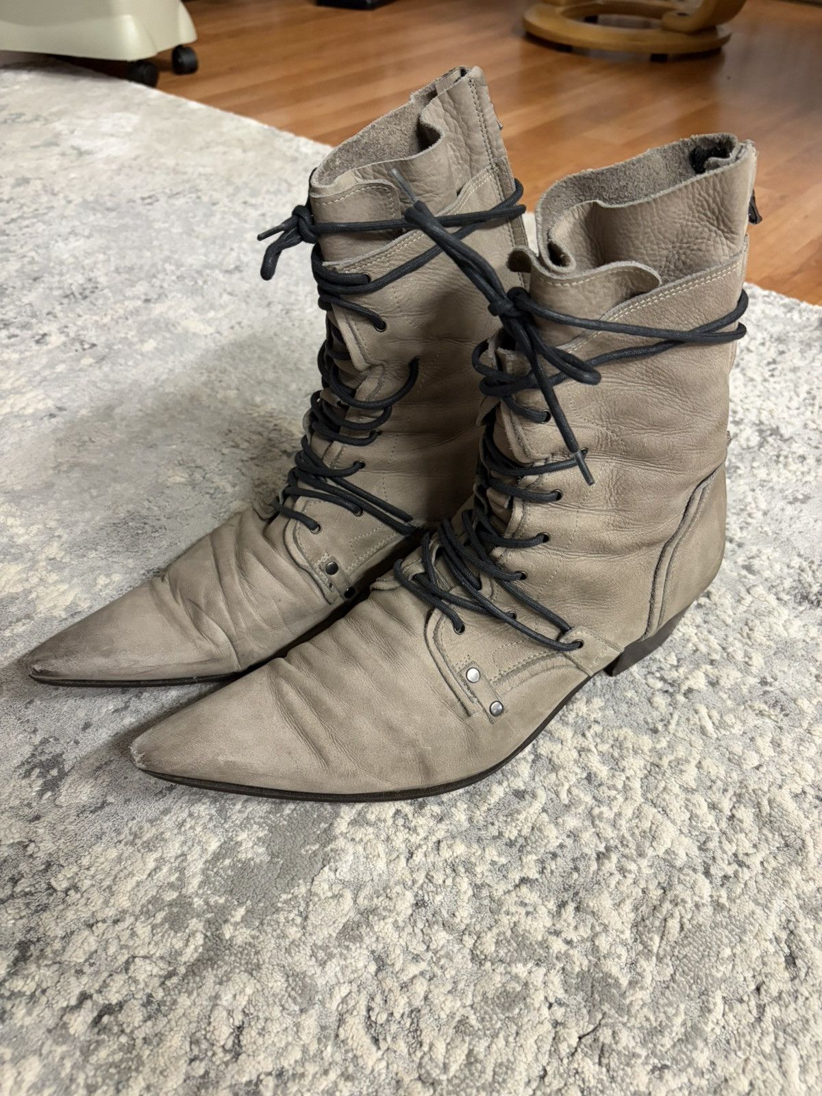 Tornado Mart Grey Layered Leather Back Zip Boots Size US 9.5 / EU 42-43 - 1 Thumbnail